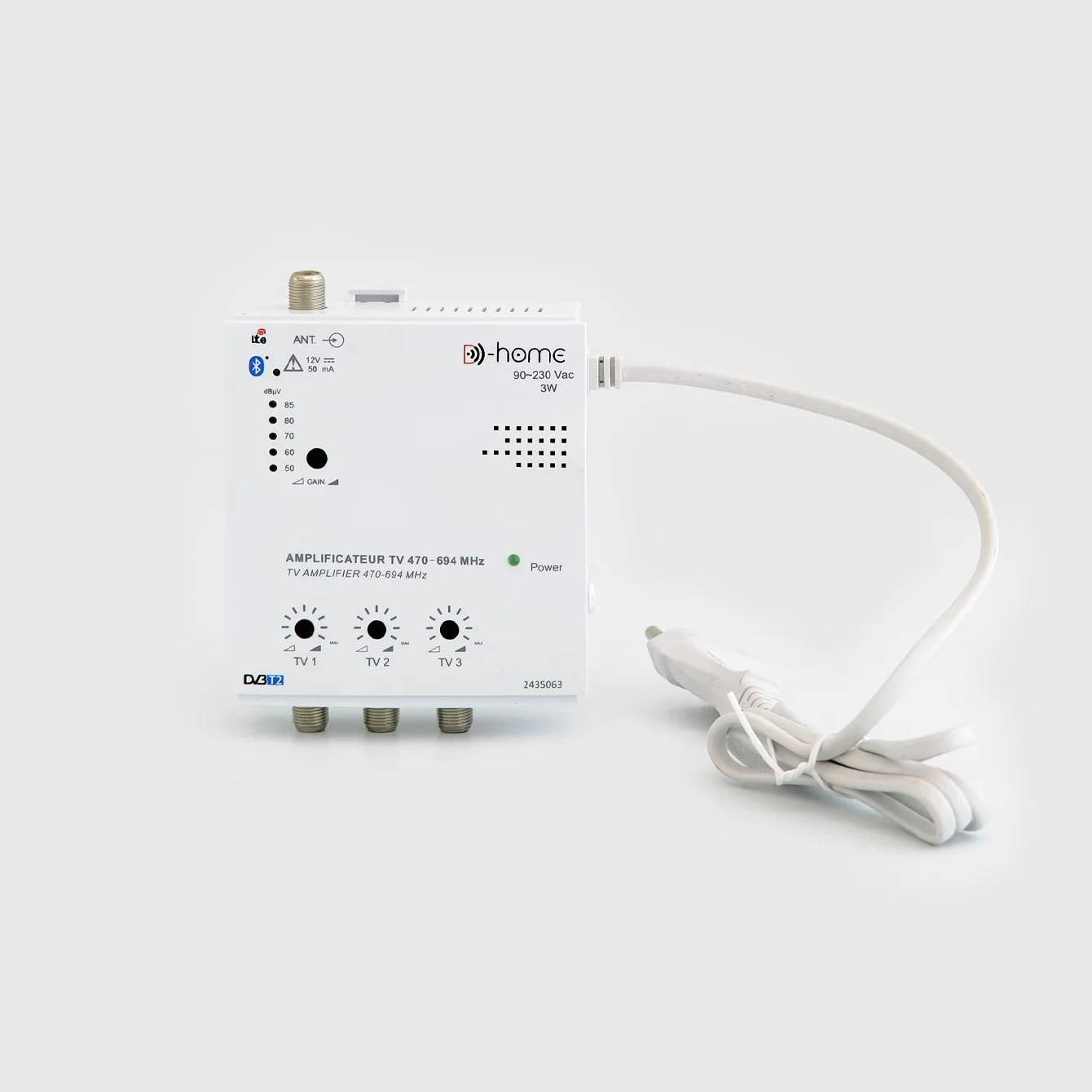 D-Home - Amplificateur TV TNT Intérieur 3 Sorties 28dB Connecté Filtré 4G-5G - Fonctionne avec App Mobile TV Finder pour Trouver le Meilleur Signal Disponible. Pour Toute Antenne