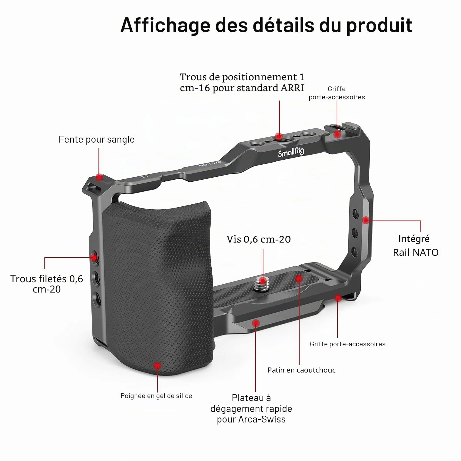 SMALLRIG ZV-E10 Cage avec Poignée et Plaque de Dégagement Rapide Intégrée pour Arca-Swiss pour Sony ZV-E10-3538B