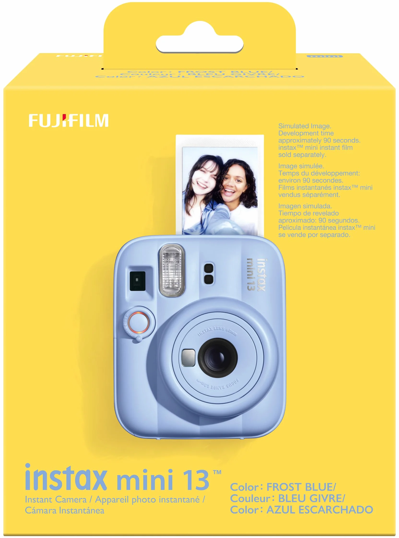 Appareil Photo instantané instax Mini 13 avec Flash Automatique intégré, Miroir pour Selfies intégré, Mode Gros Plan et retardateur, Bleu Glacé