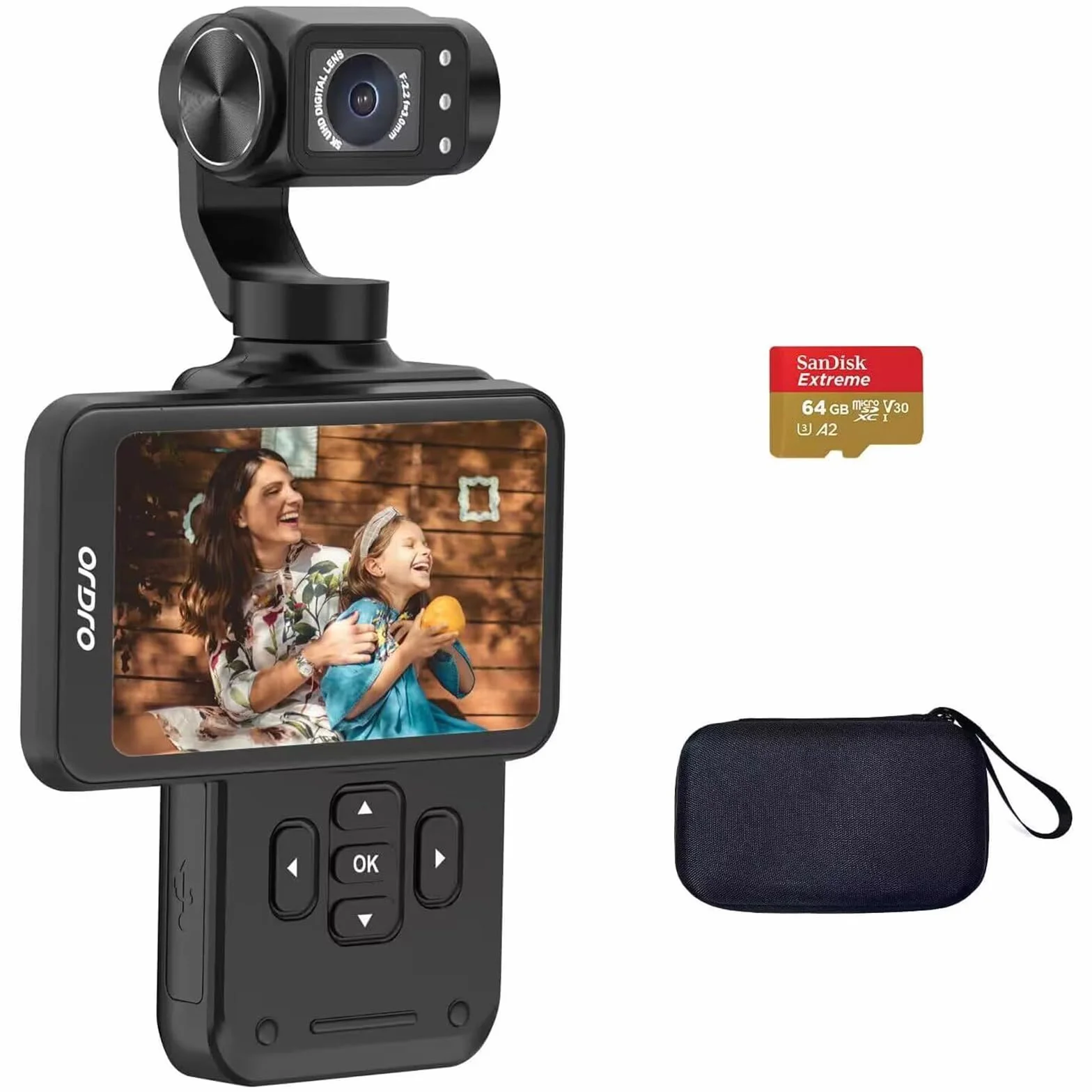 ORDRO M5 Camera Vlog, 4K/60 IPS Camescope, Stabilisation à 3 Axes, Écran Tactile Rotatif 3,5", Suivi Facial, WiFi, Camera Vision Nocturne, Caméscopes Youtube