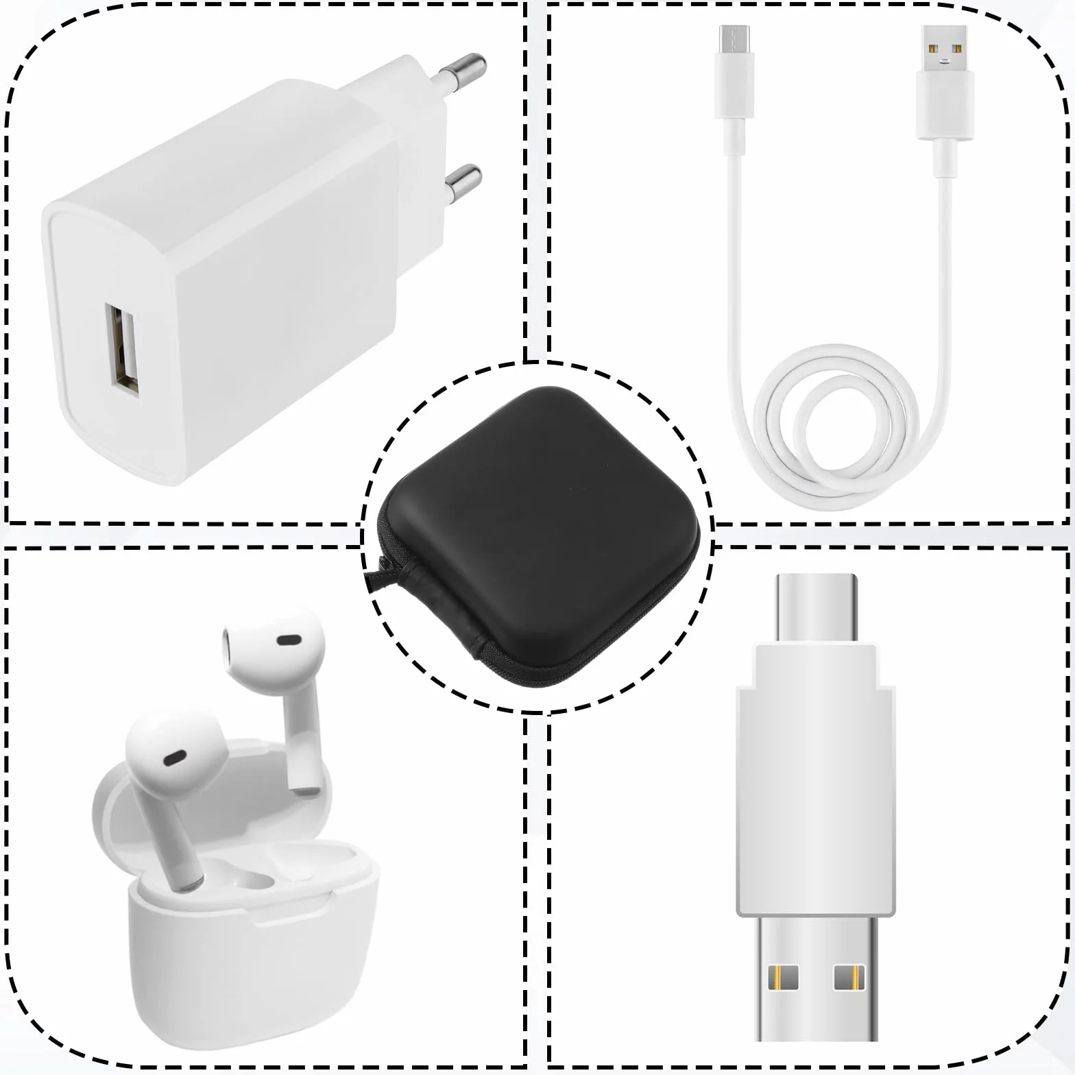 Lot de 2 étuis de protection rigides pour écouteurs Noir