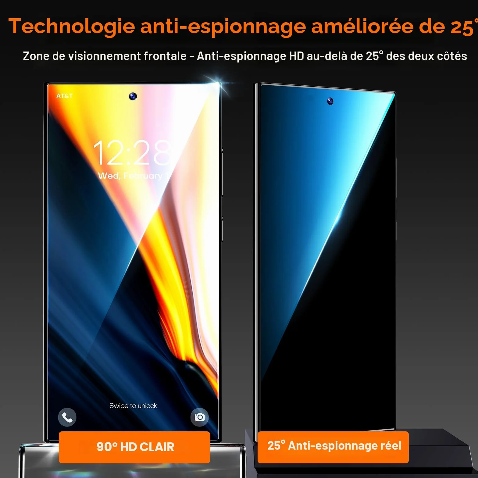 LϟK Lot de 2 Verre Trempé pour Samsung Galaxy S24 Ultra Écran Anti Espion