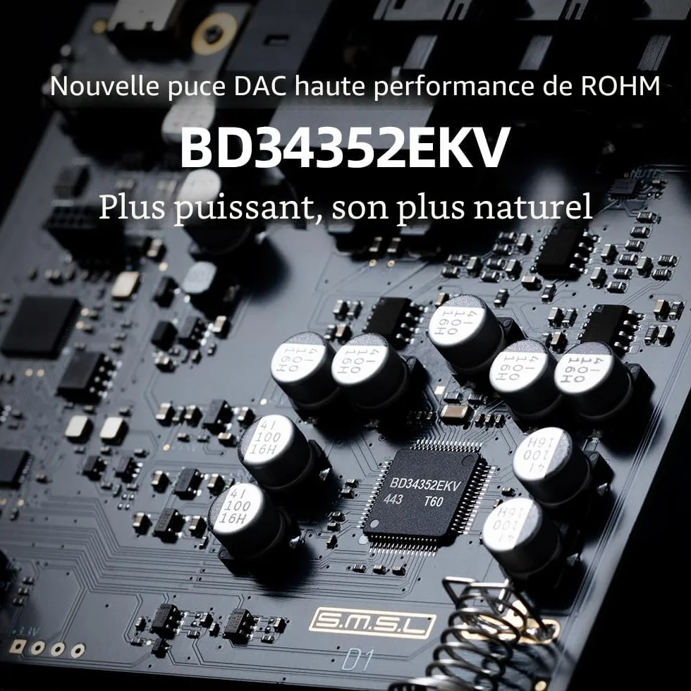 S.M.S.L D1 Hi-Res Audio Dac RohmBD34352EKVchip Touch Control RCA out 768kHz/32bit DSD512 THD+N 0.00038% MQA Audio DAC Dual USB/Optical/Coaxial input SNR126dB for phone/pad/PC/TV/DVD Home Desktop DAC