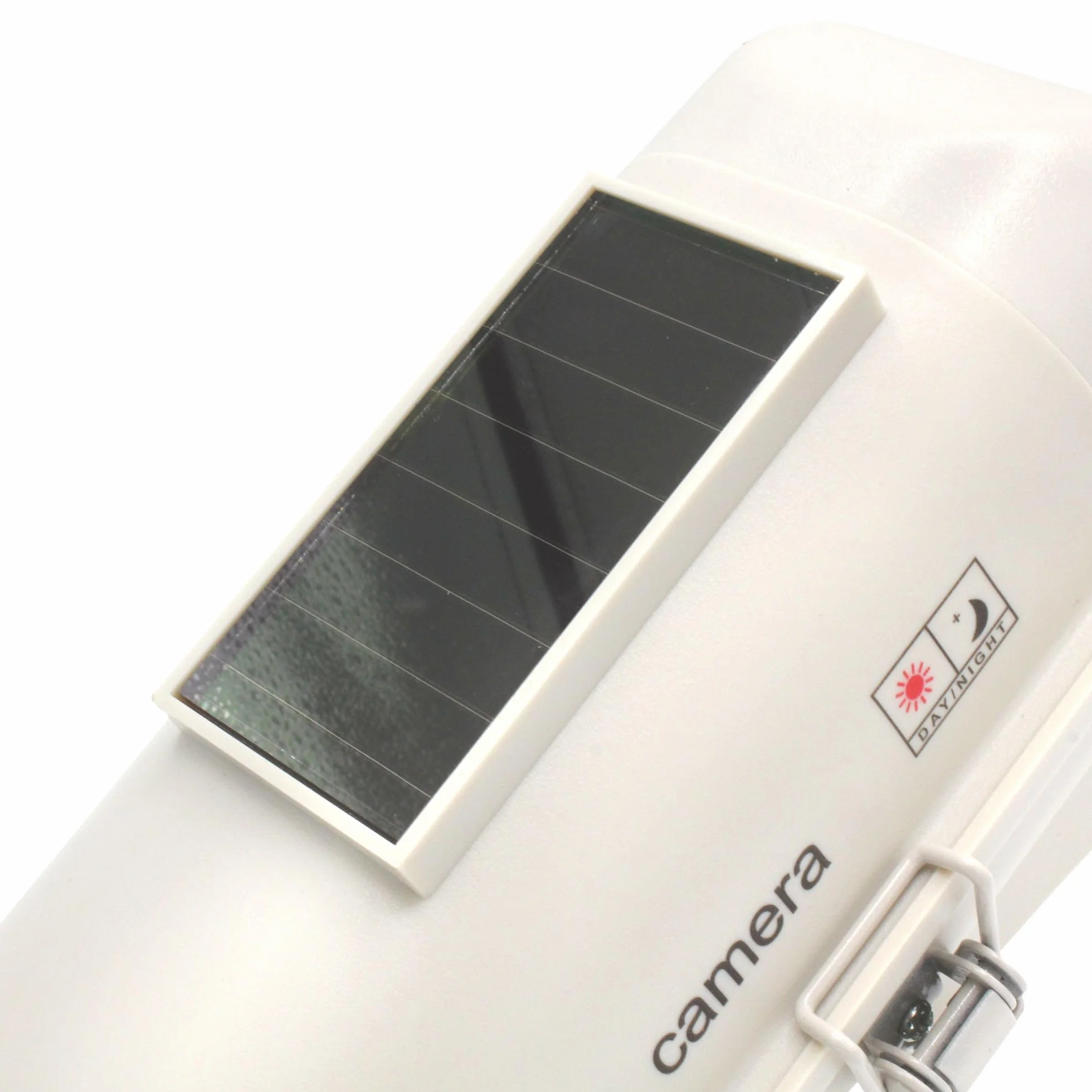 Fishtec ® Camera Factice Extérieur - Fausse Caméra de Vidéosurveillance avec LED Clignotante - Panneau Solaire - Usage Extérieur/Intérieur - Blanc