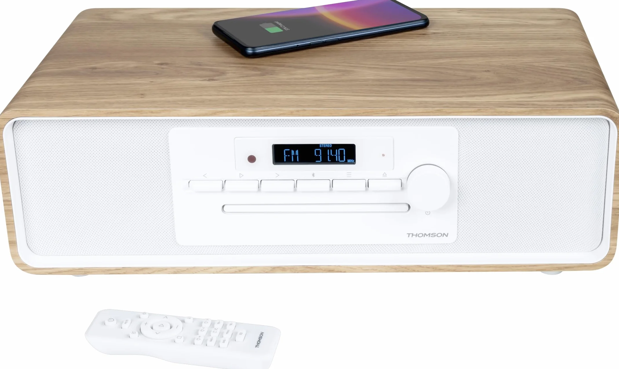 Microchaîne Stereo CD, Radio FM,50 Stations préréglées,USB Bluetooth AUX-in + Chargeur sans Fil et USB THOMSON - MIC301IBT