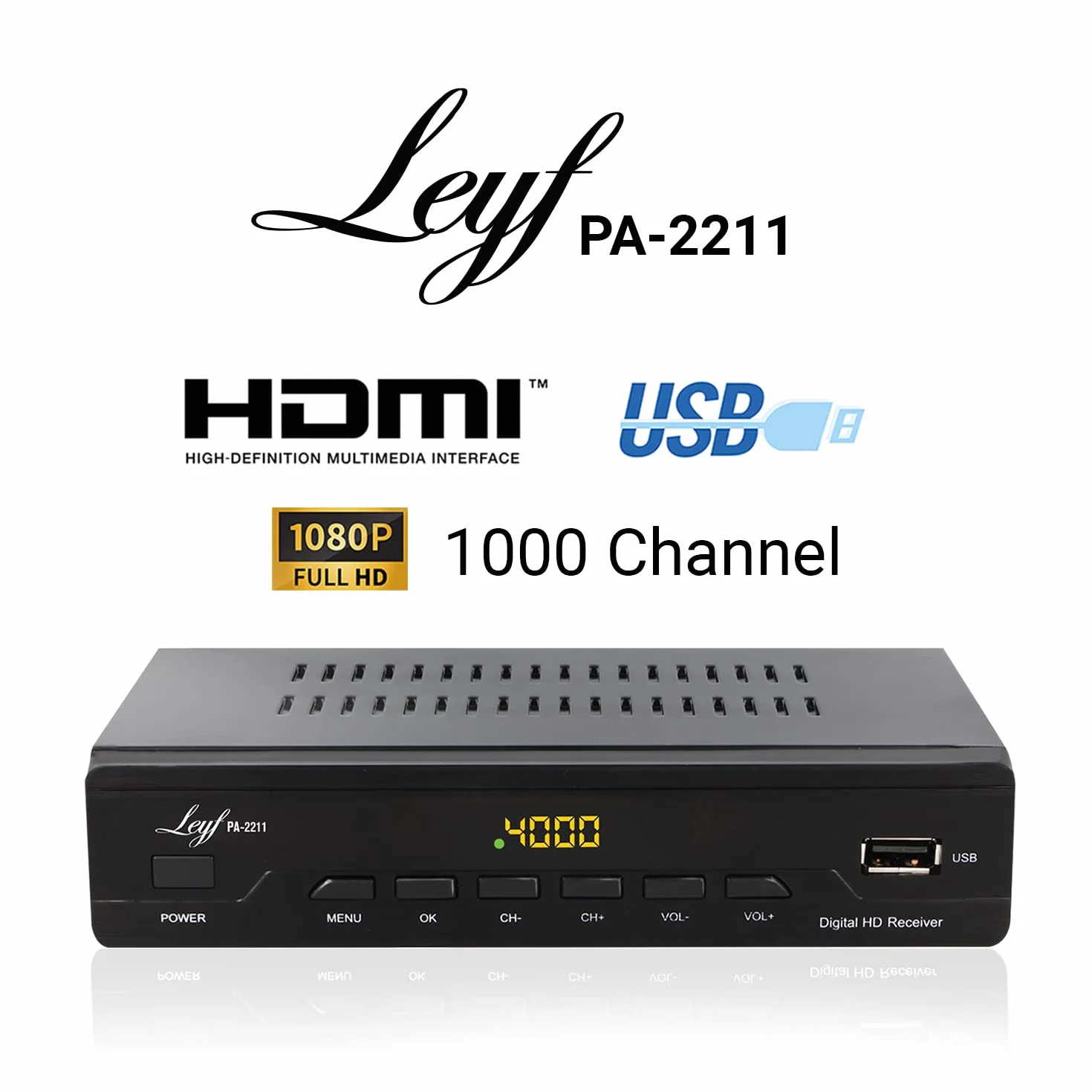Décodeur TNT LEYF PA-2211 Full HD 1080p DVB-T2 Tuner TV HD avec câble HD