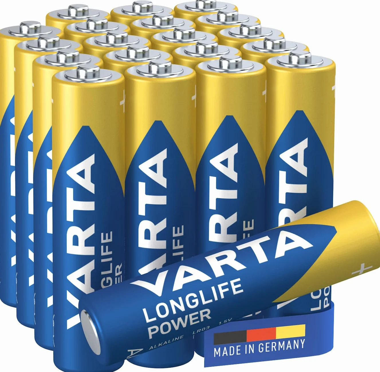 VARTA Piles AAA Longlife Power Alcalines 1,5V Lot de 20 Emballage Recyclé Made in Germany