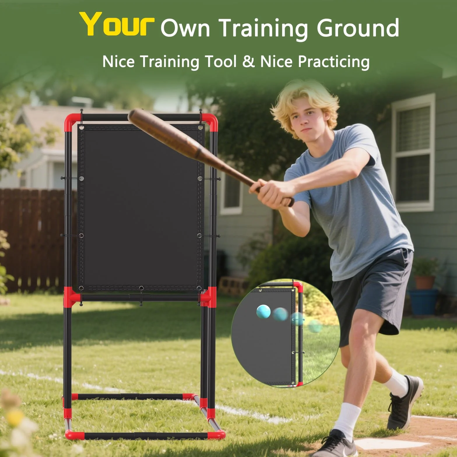 Wiffle Zone cible de baseball hauteur réglable 114-124 cm portable entraînement enfants adultes assemblage facile