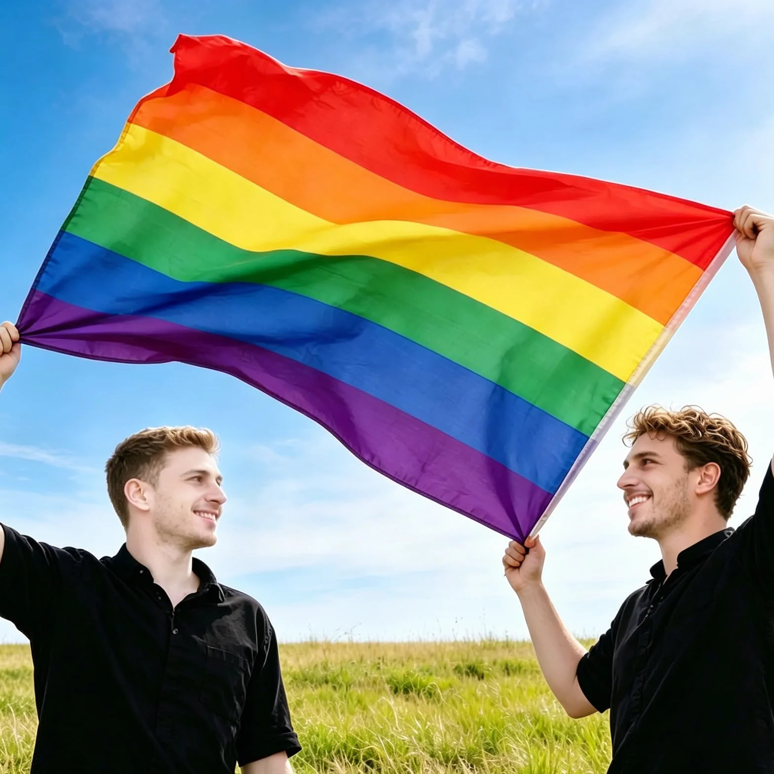 Drapeau LGBT Pride 90x150cm Lot de 2 Arc-en-Ciel Polyester Résistant Imperméable UV Intérieur Extérieur