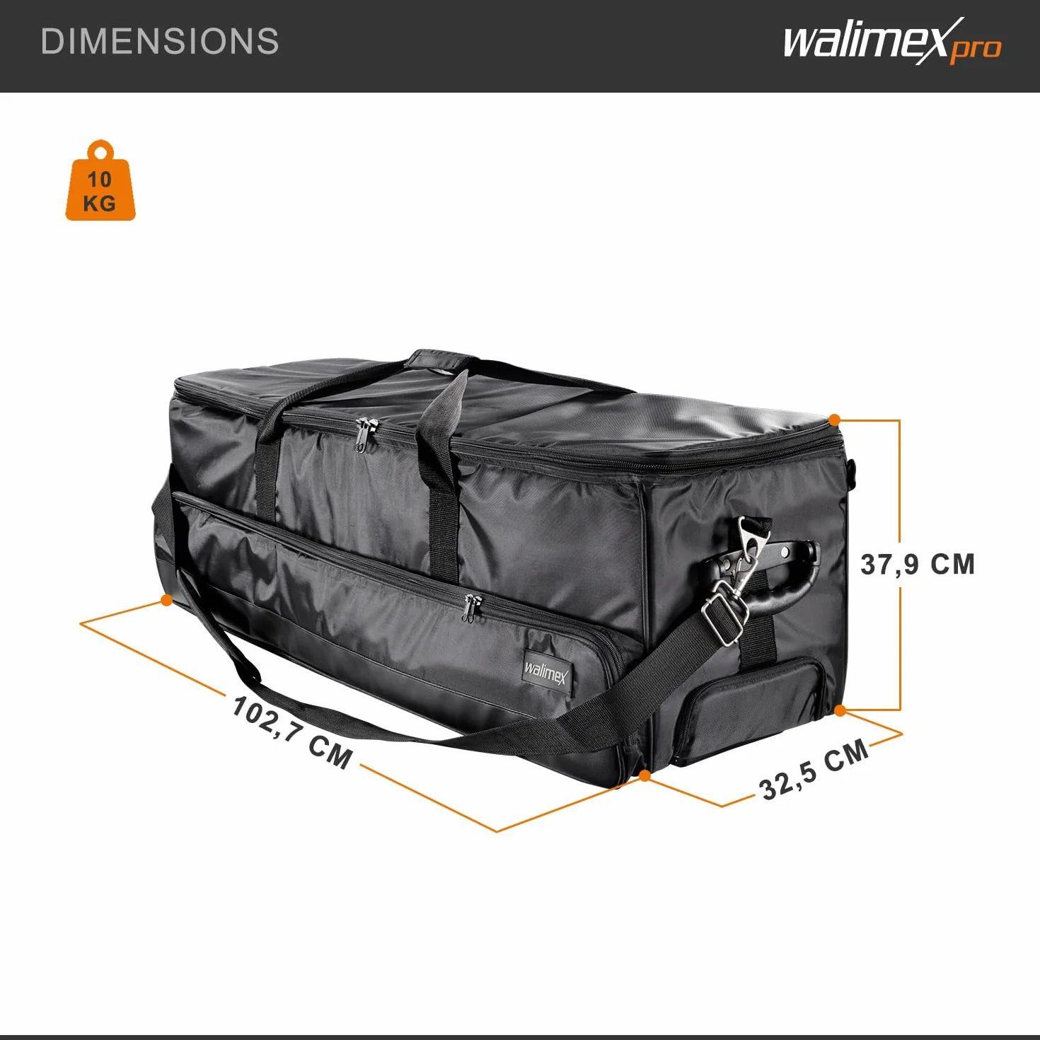 Walimex Studio Trolley XL (incl. poignée de chariot extensible, bandoulière rembourrée, division intérieure variable), noir