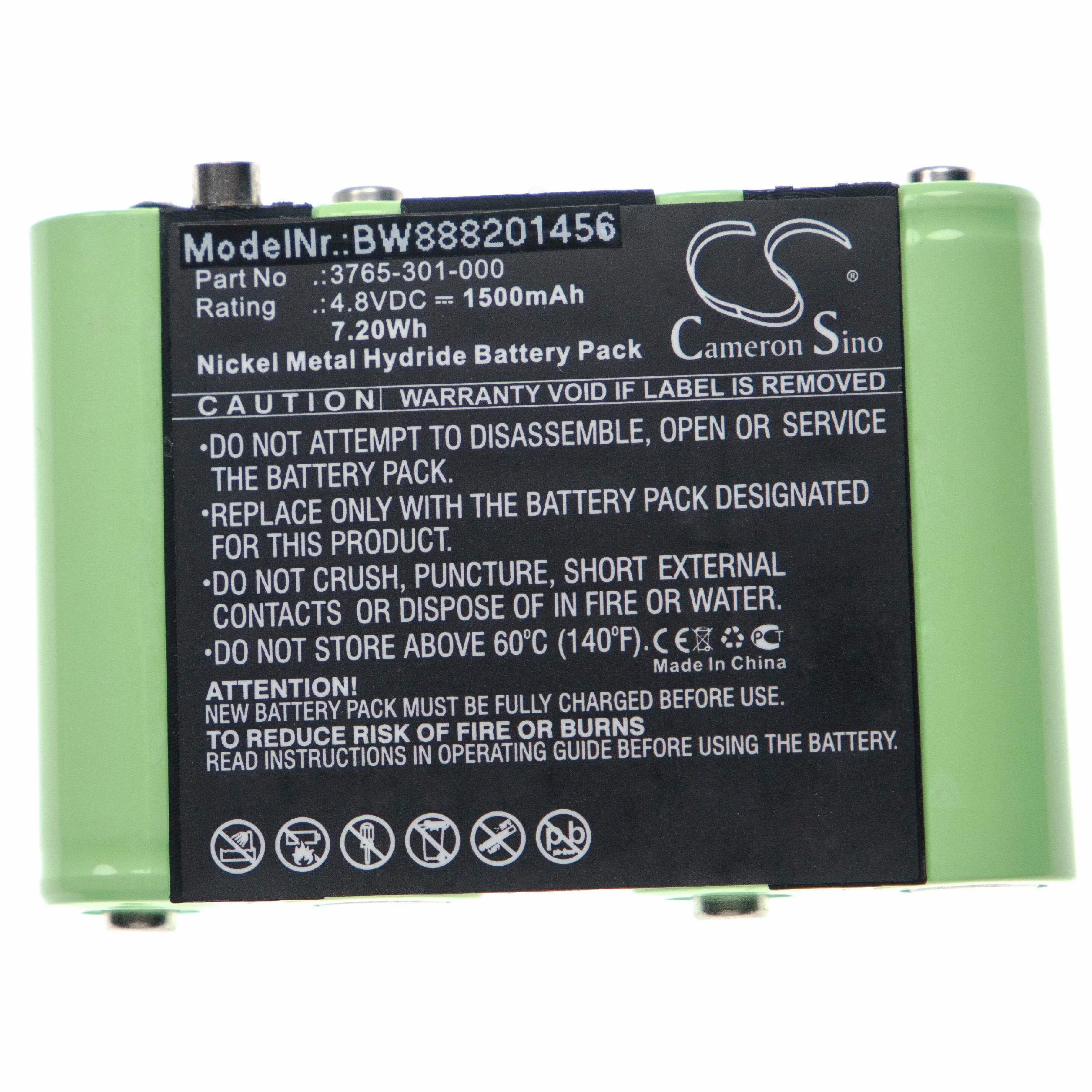 vhbw Batterie Remplacement pour Peli 3765-301-000 pour Lampe de Poche ou frontrale (1500mAh, 4,8V, NiMH)