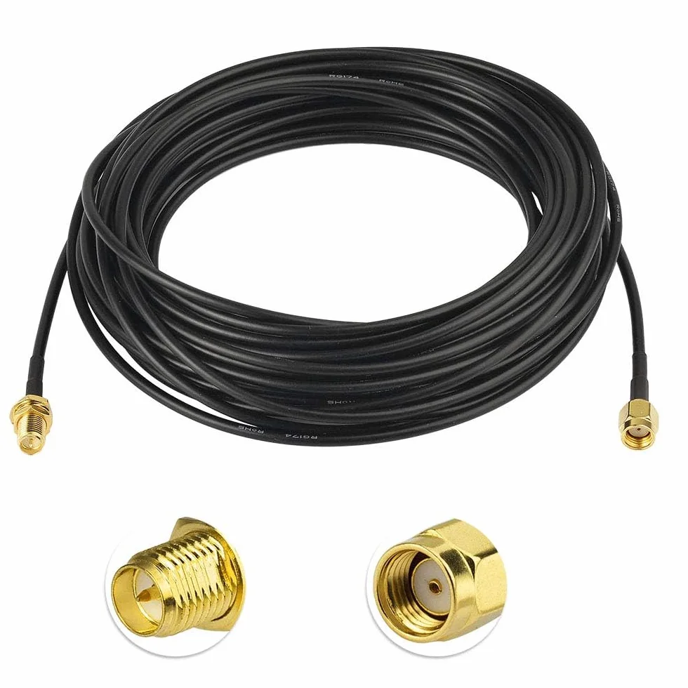 Bingfu Câble RP-SMA Rallonge Antenne WiFi 10m RG174 Mâle à Femelle Montage en Saillie pour Routeur Wi-Fi Caméra de Sécurité Adaptateur de Carte Réseau Sans Fil Mini PCIE