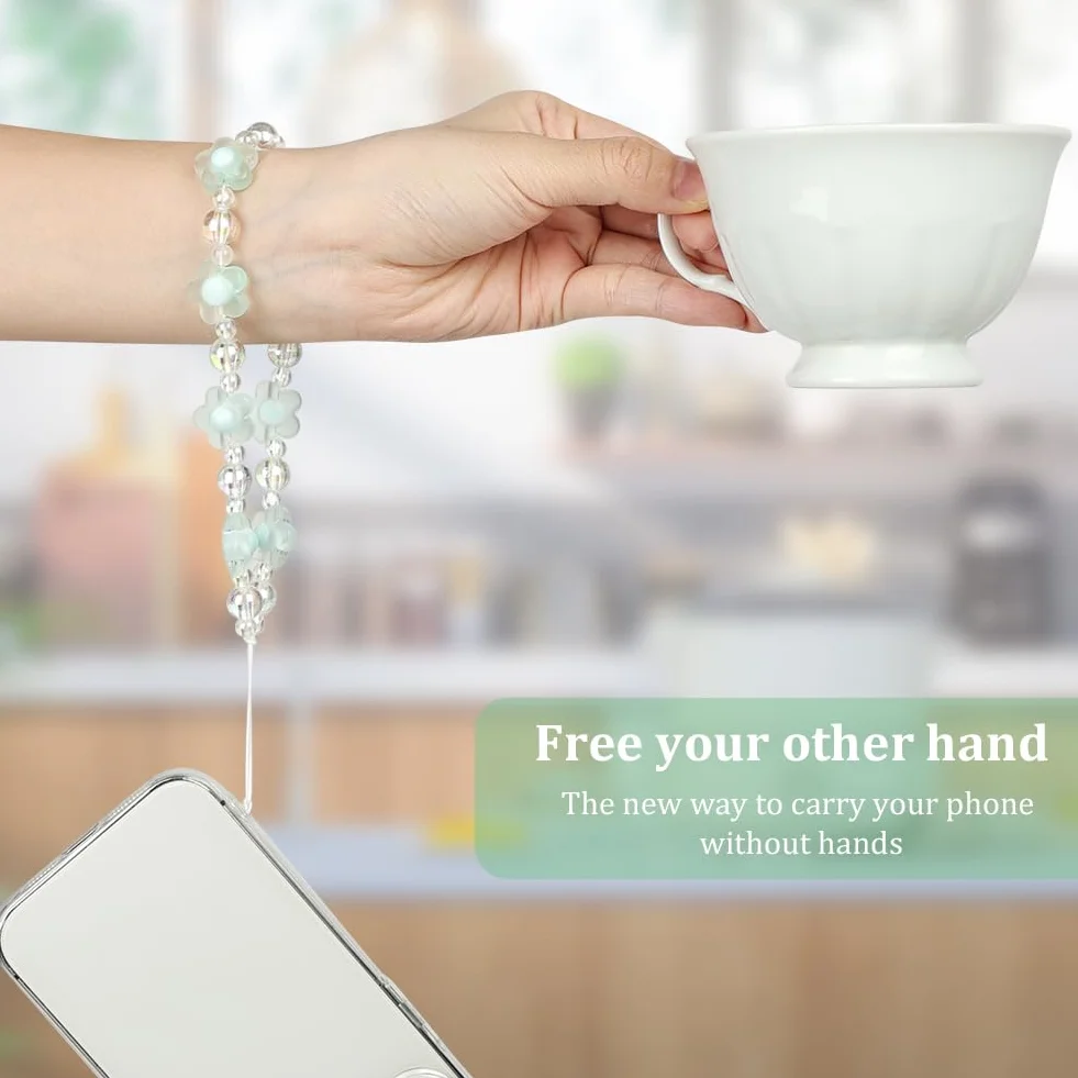 OFFCUP Dragonne Téléphone Portable 4PCS Chaîne Bracelet Anti-Perte Cristal Naturel Perles