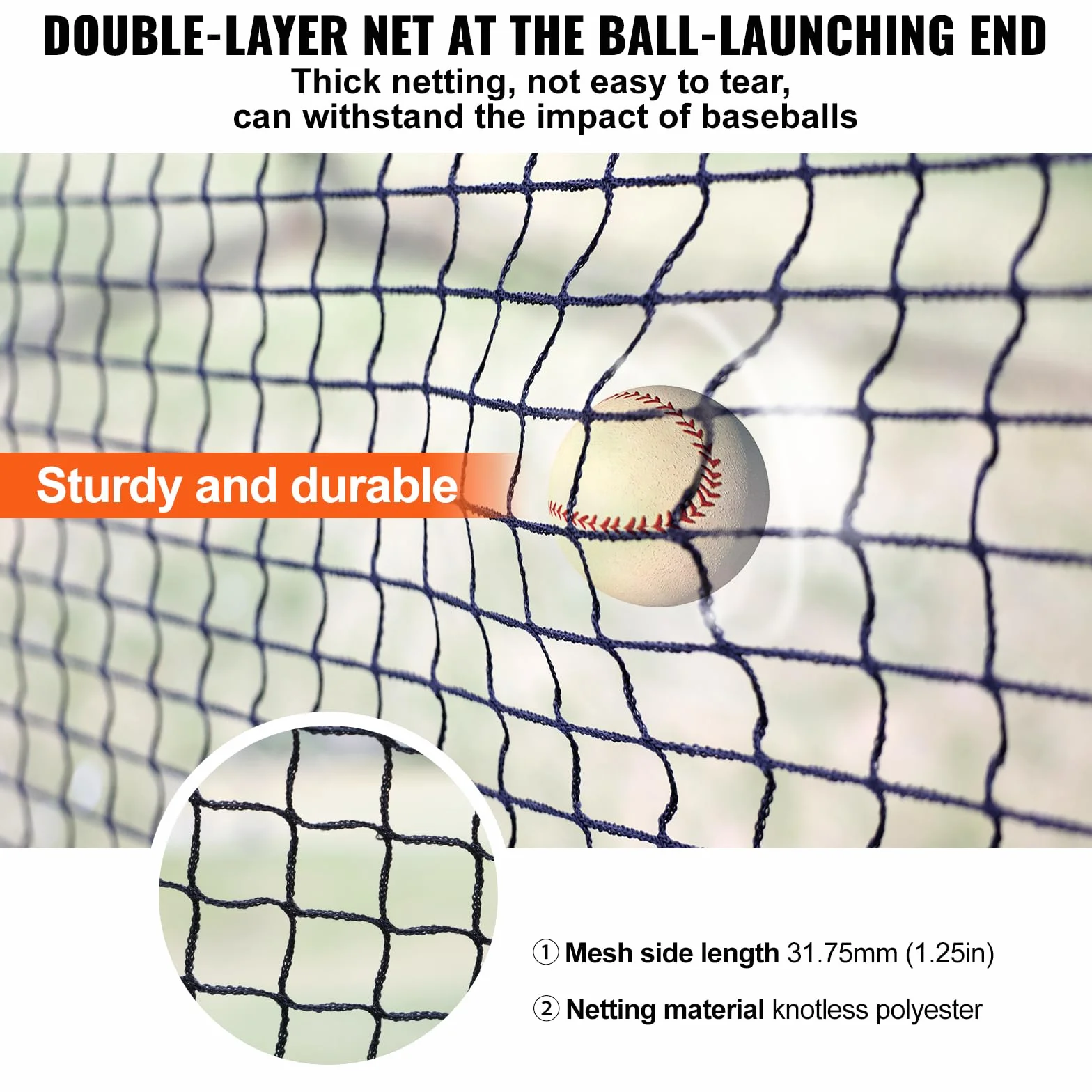 VEVOR Cage de Frappeur 12x3,6x3,6 m Filet d'Entraînement Baseball Softball Poteaux Fibre de Verre Portable