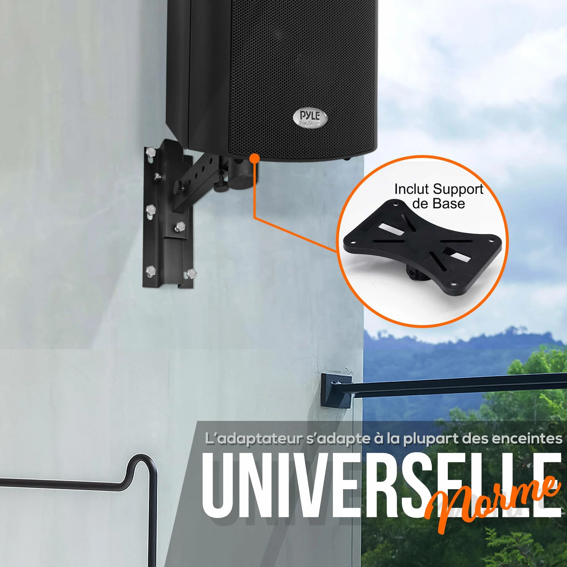 Pyle Support Mural d’Enceinte Universel – Paire Réglable Jusqu’à 31,7 cm du Mur, Inclinaison 90°-30°, Rotation, Goupille de Sécurité en Acier Solide – Fixation Murale Hi-FI/Home Cinéma