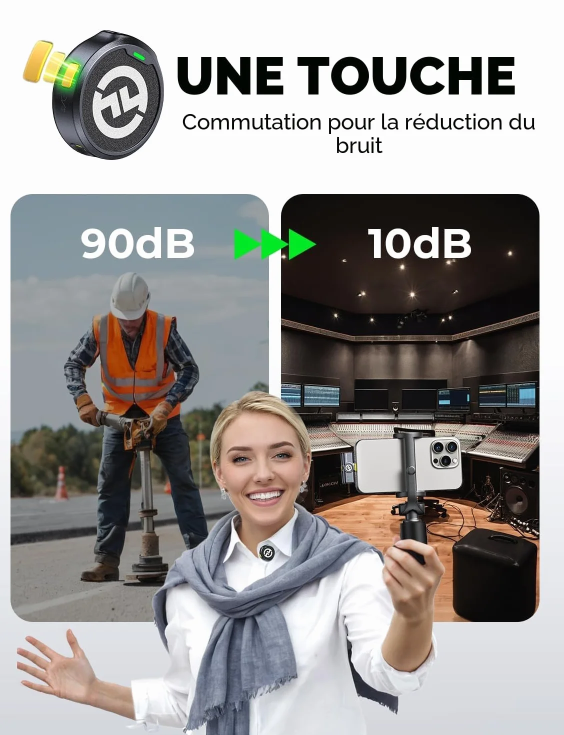 Hollyland Lark M2 Micro Cravate sans Fil (2TX+3RX) pour Camera, iPhone, Android, PC, 300 m Portée, Qualité Audio Hi-Fi, Réduction du Bruit, 40H Utilisation, Micro Lavalier pour Livestreaming Vlog-Noir