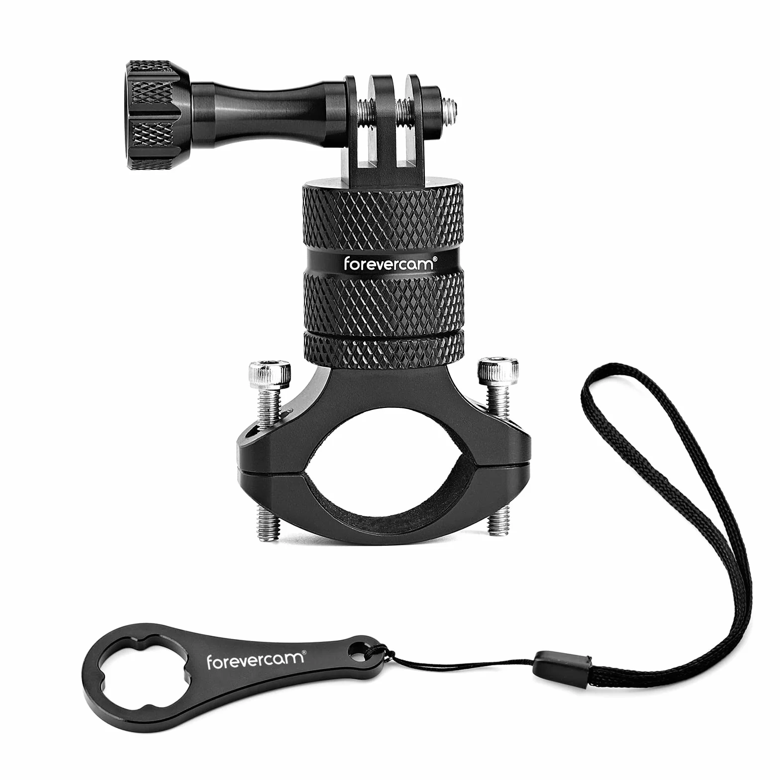 Forevercam-Support de caméra d’action en alliage d’aluminium pour guidon de vélo, rotation à 360 degrés, compatible avec diverses caméras
