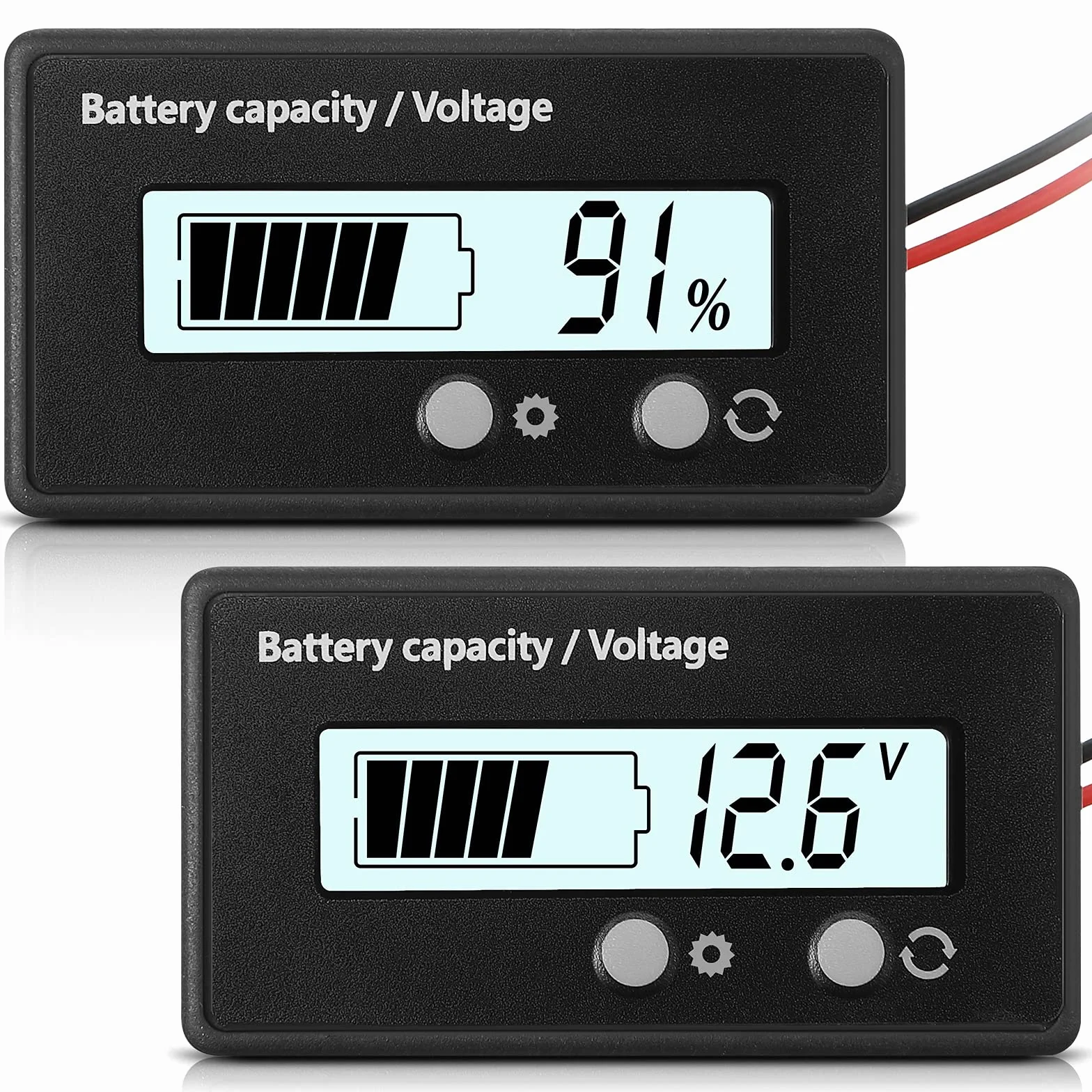 Compteur de Batterie DC 12V-84V avec Alarme, Indicateur de Tension Plomb-Acide (Blanc)