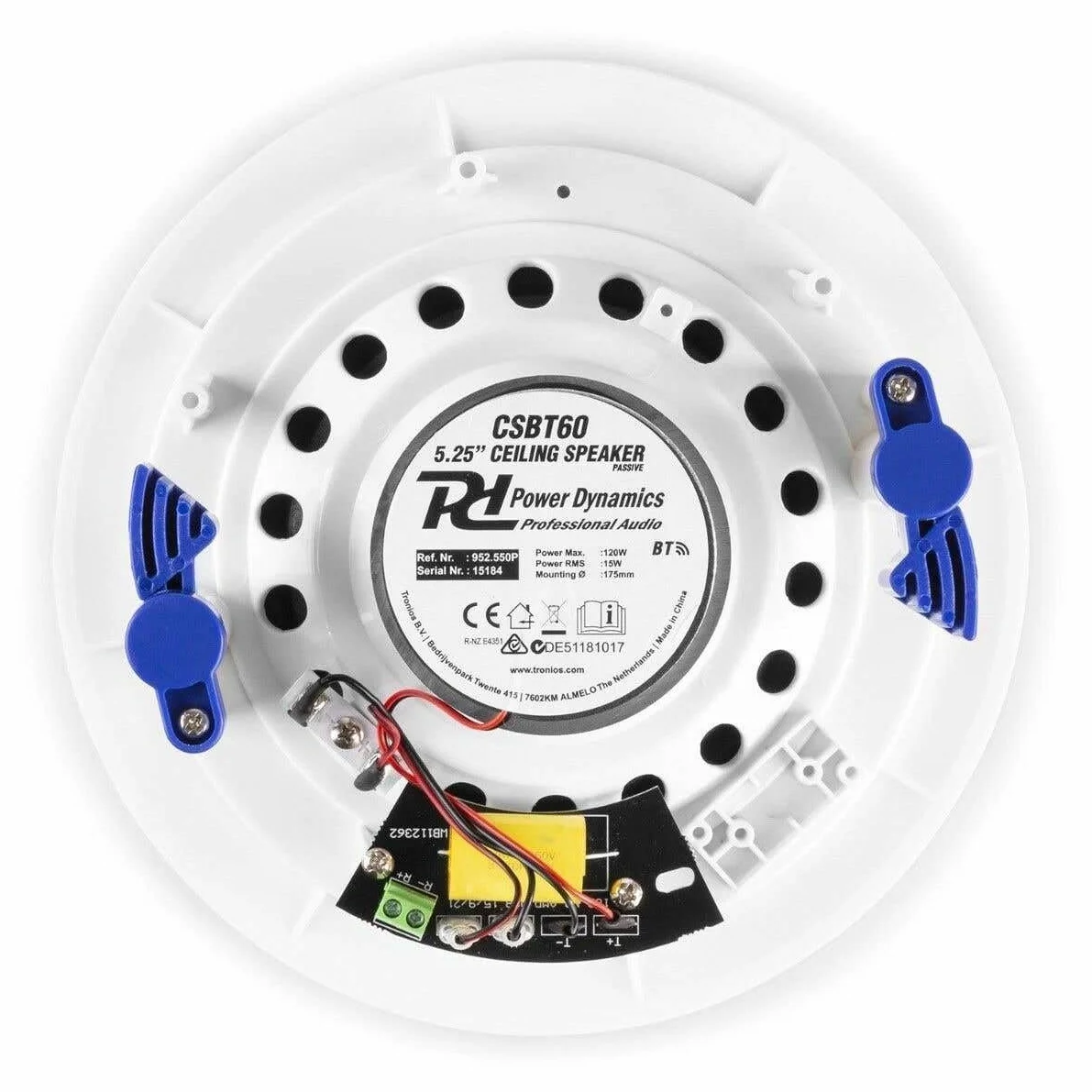 Power Dynamics CSBT60-2 Enceintes Bluetooth Plafond 5,25" 120W 8 Ohms Paire Blanc