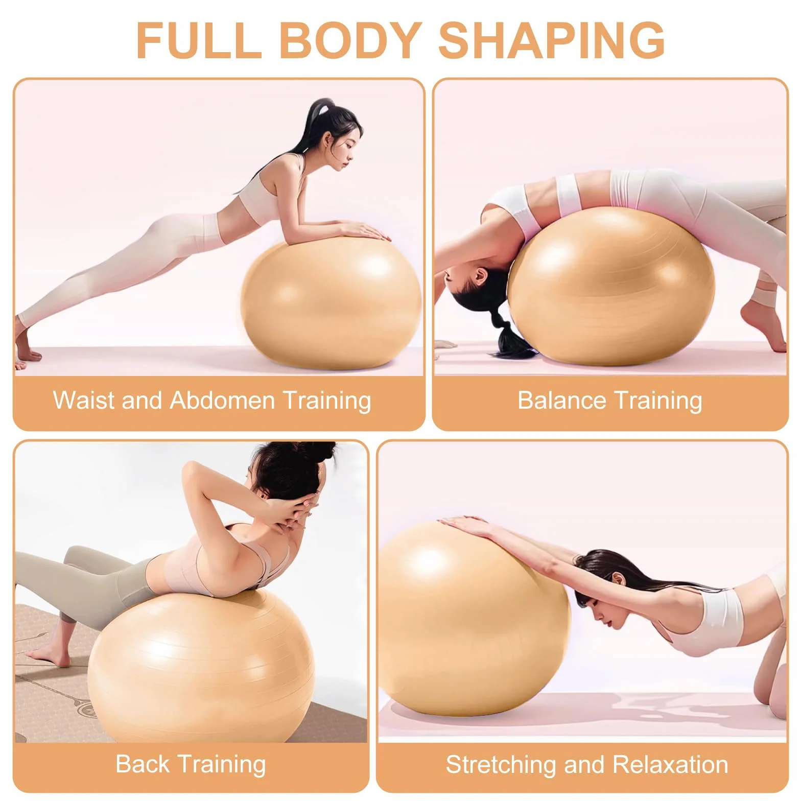 Ballon Grossesse Anti-Explosive Ultra-épaisse 55CM 65CM avec Pompe Rapide pour Fitness Pilates