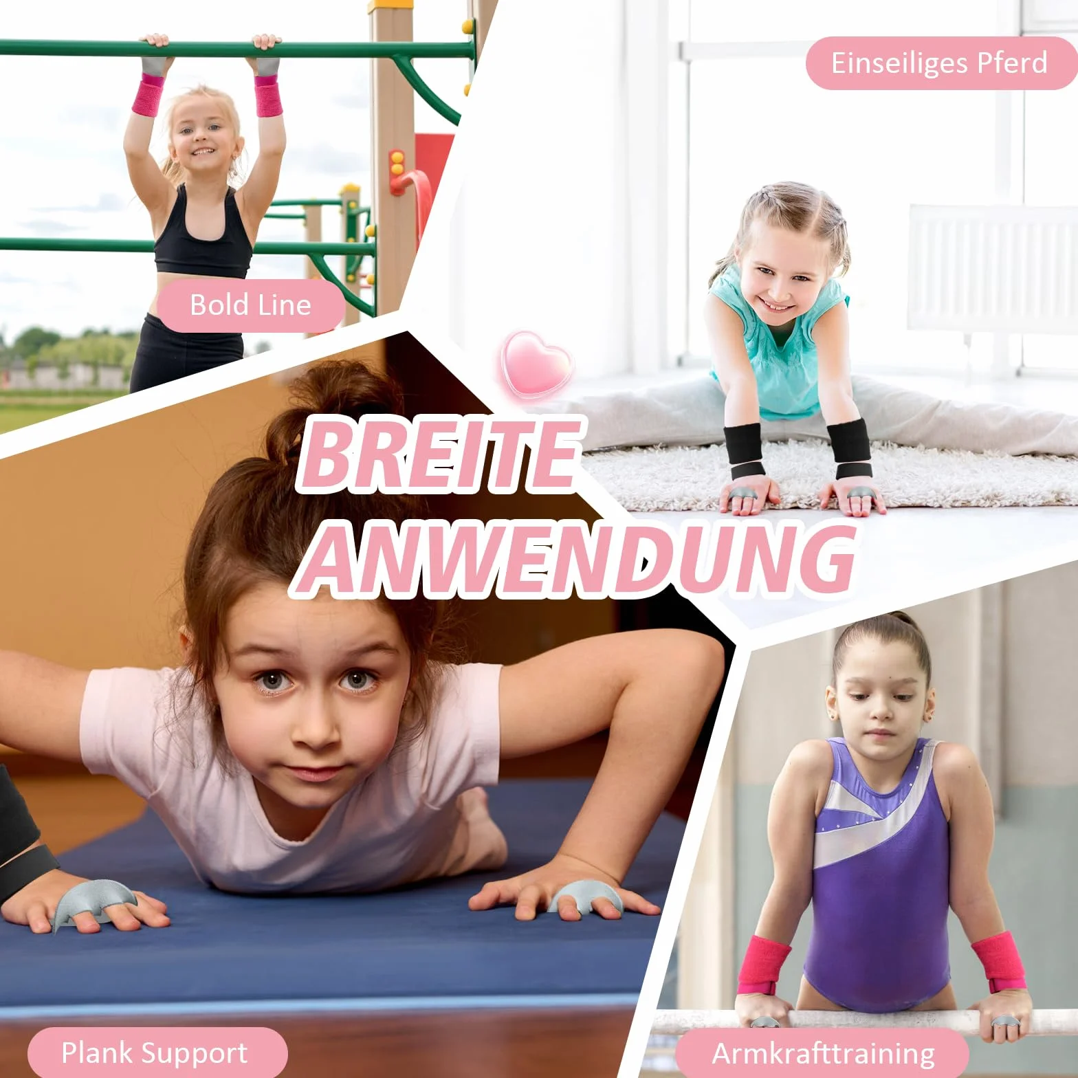 ZYNERY Lot de 2 paires de poignées de gymnastique pour enfants, haltérophilie, fitness, protège-mains et poignets