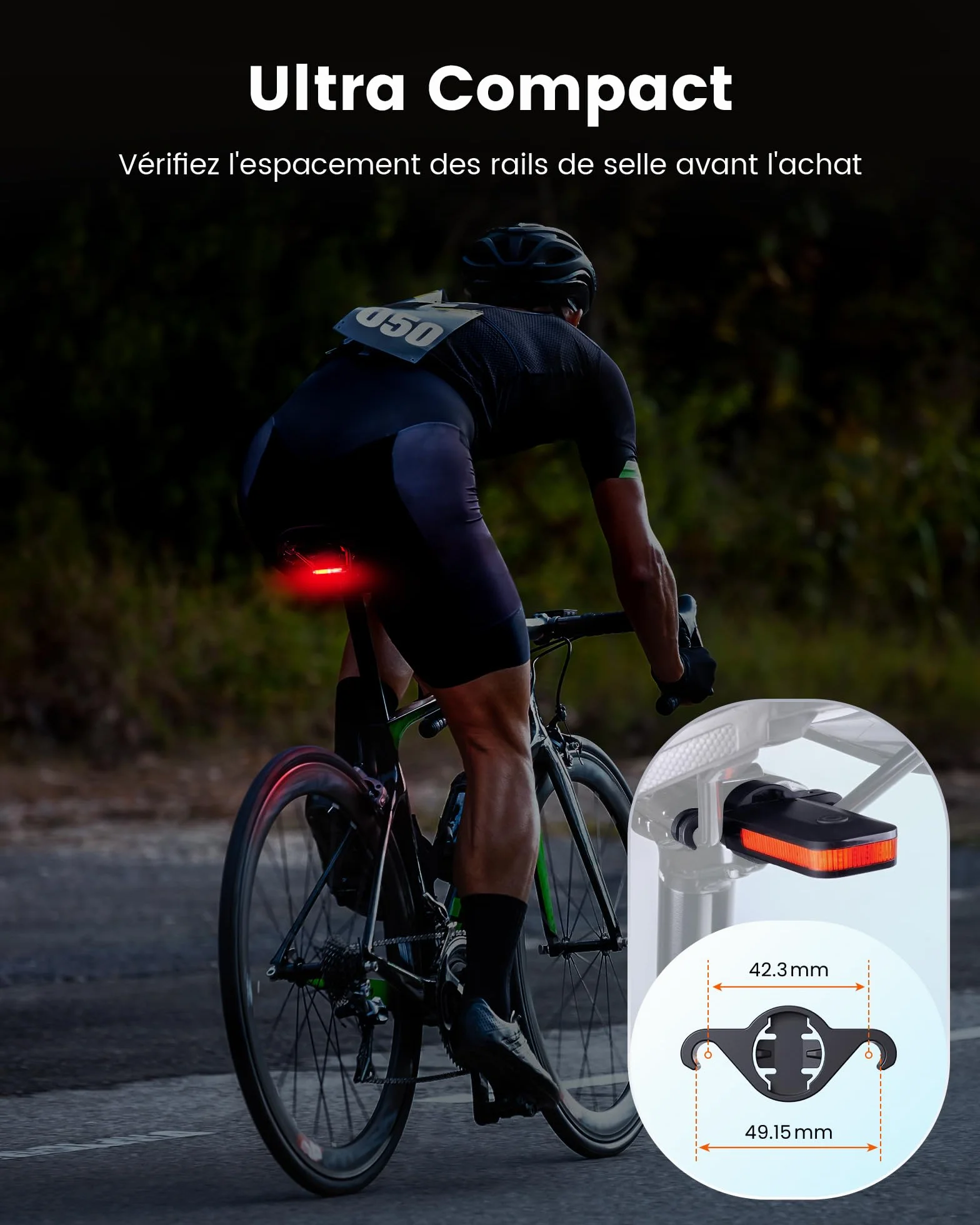 RAVEMEN CL01 Feu Arrière de Vélo 30 Lumens Grand Angle 300° USB C Détection de Freinage