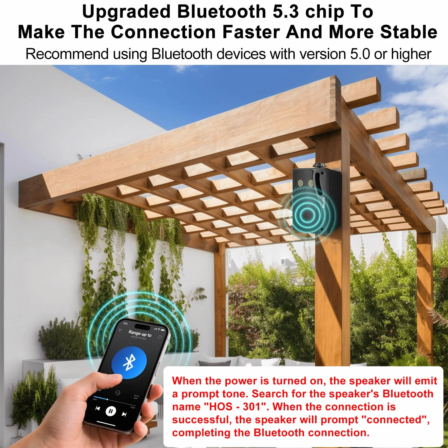Herdio Lot de 2 Haut-parleurs Bluetooth de 3,5" - 3 Voies - 200 W - Étanche - Résistant aux intempéries - pour extérieur, intérieur, Patio, Jardin, terrasse, Camping, Bateau, terrasse, Restaurant -