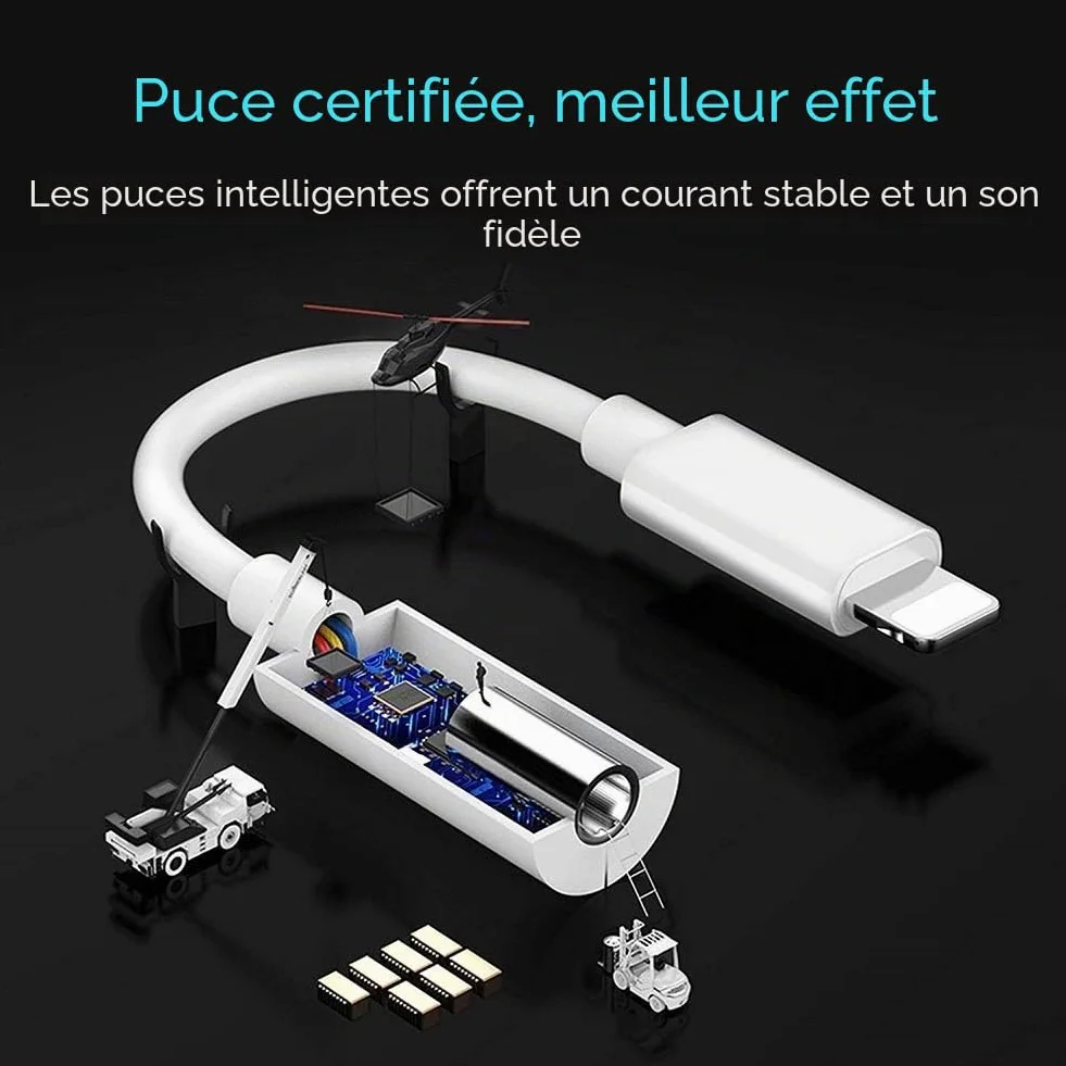 Adaptateur Lightning vers Jack 3,5 mm MFi pour iPhone 14/13/12/11/Xs/XR/X/8/7 - Lot de 2