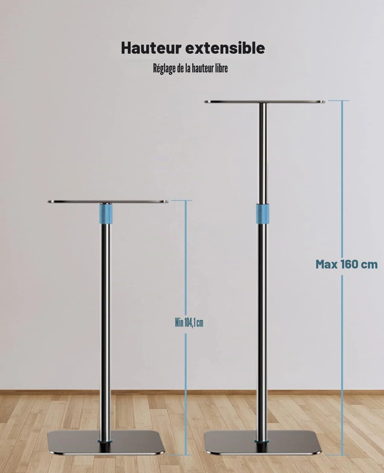 Support de projecteur réglable en hauteur 104-160 cm - Support au sol 6 kg
