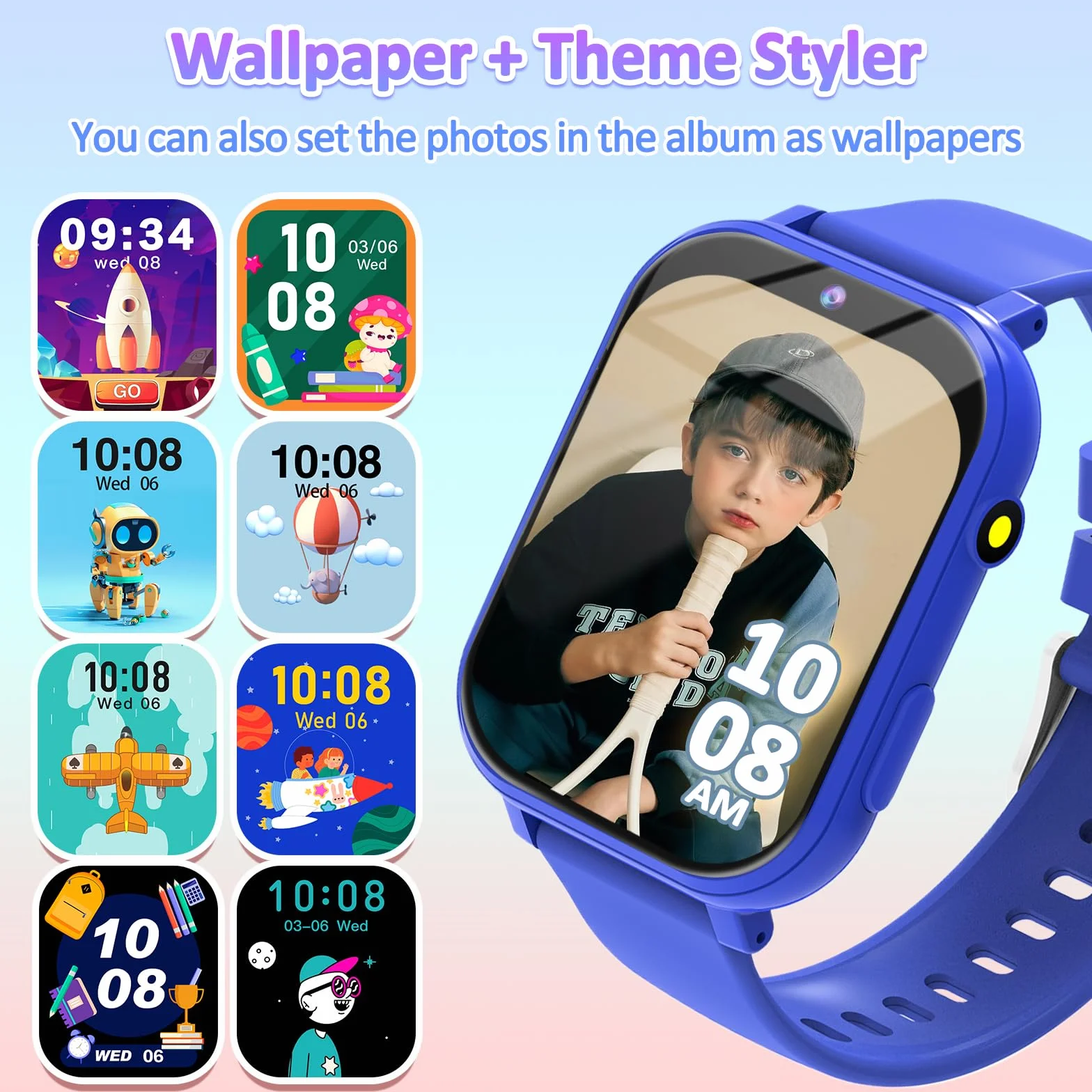 clleylise Montre connectée Enfant - Smartwatch avec 18 Jeux, Suivi de Sommeil & podomètre, caméra, Fonds d'écran dynamiques, Montre Enfant Garcon et Montre connectée Enfant Fille (Bleu)