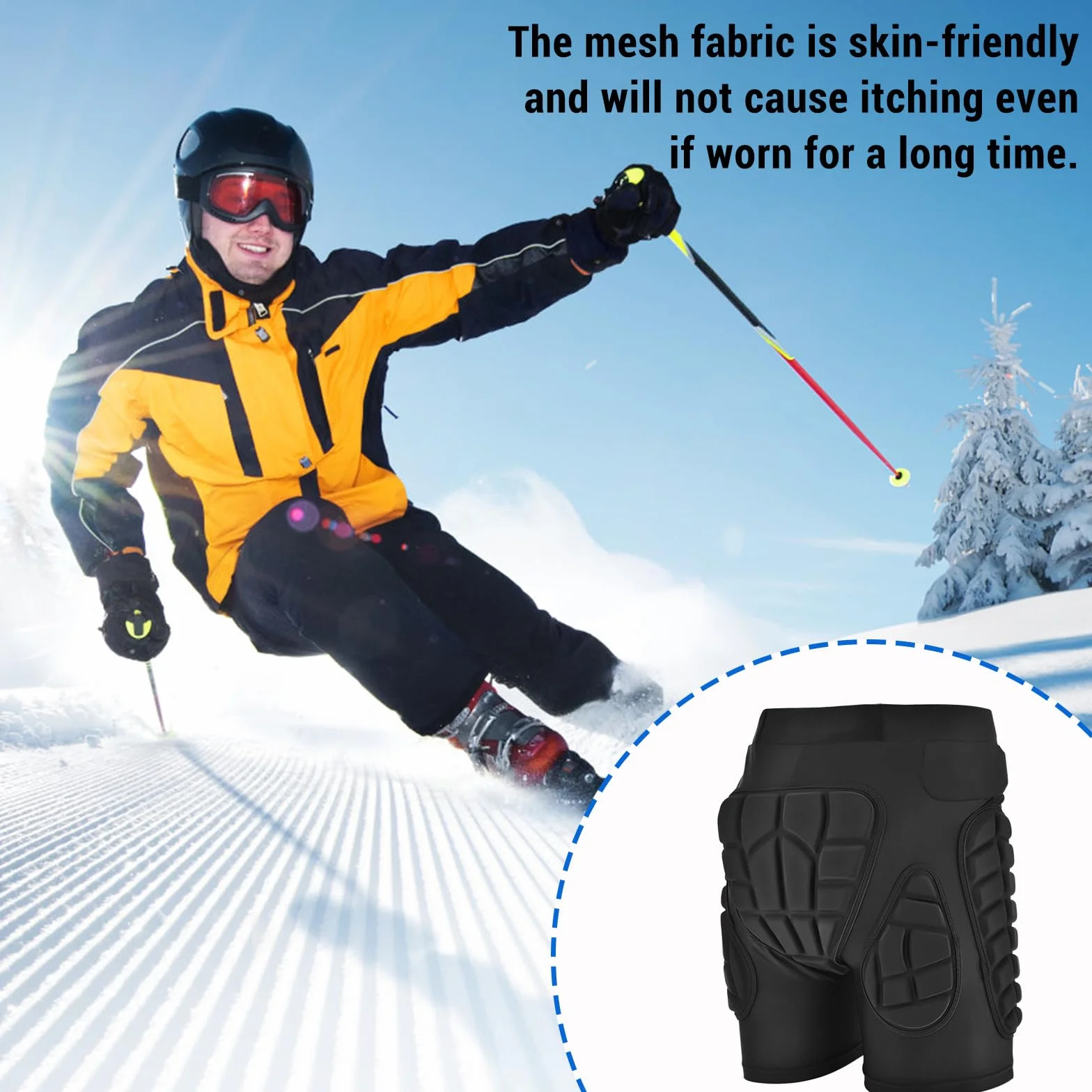 TOMSHOO Short de Protection Rembourré en EVA 3D pour Skateboard, Snowboard, Cyclisme