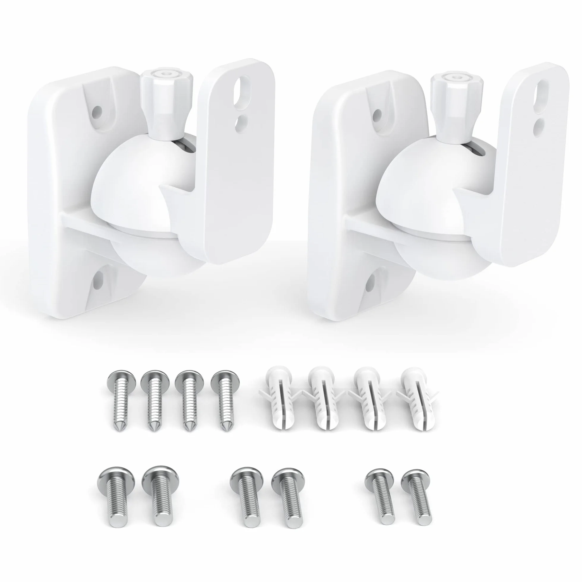 HomeMount Lot de 2 supports muraux pour haut-parleur – Kit de supports muraux pour haut-parleur surround et bibliothèque, peut supporter jusqu'à 3,6 kg, blanc