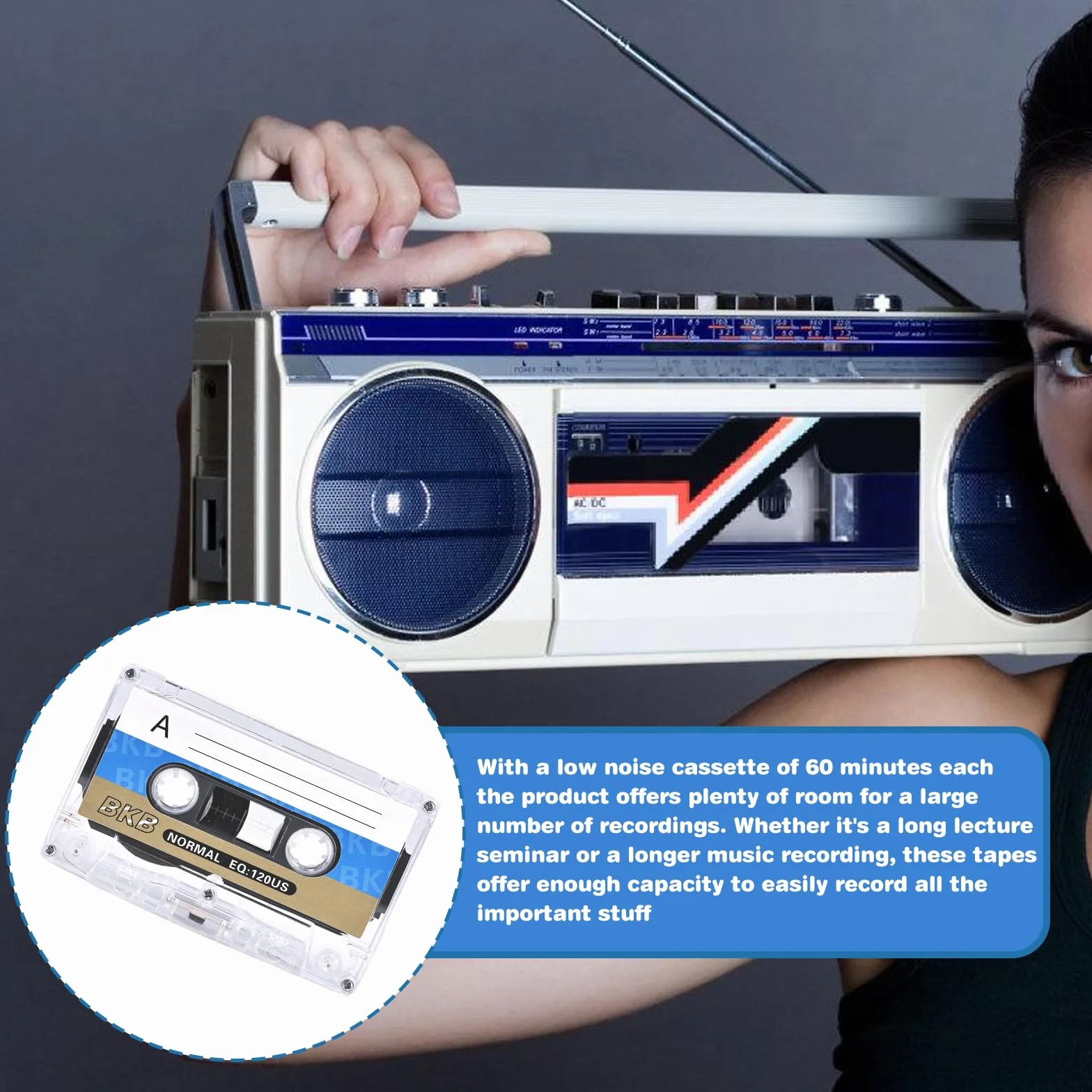 Cassettes audio vides 60 min lot de 10 faible bruit pour conférences