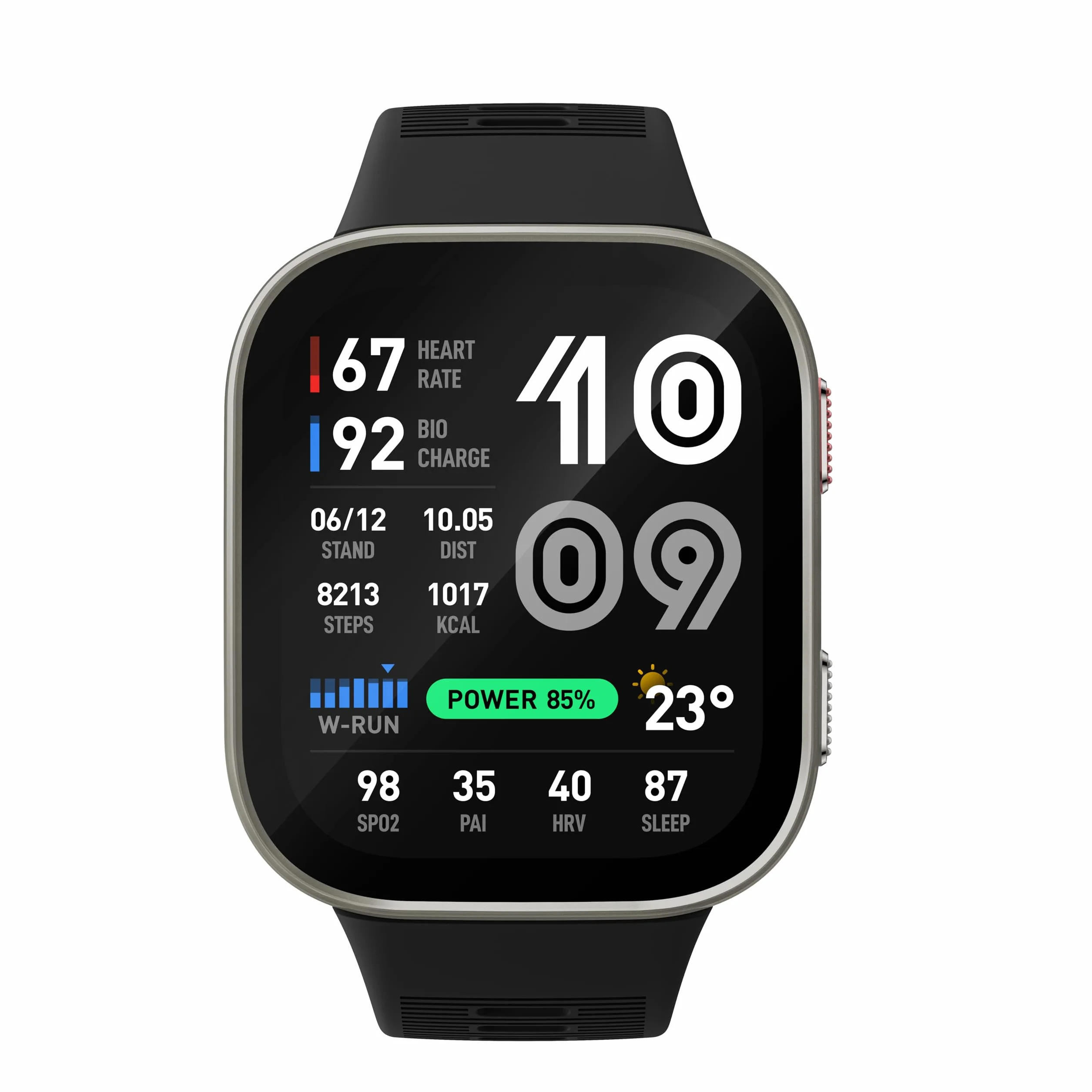 Amazfit Bip Max 50 mm Montre Connectée Écran AMOLED 2,07" Autonomie 20 Jours GPS Cartes 4 Go Stockage Tracker d'Activité 150+ Sports HYROX Android iPhone