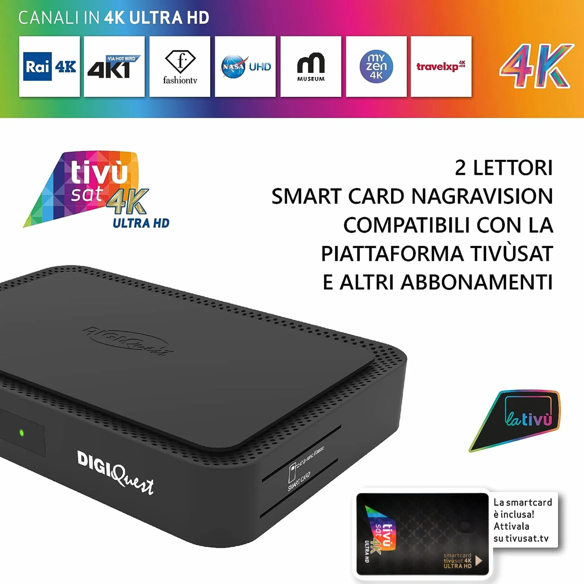 DigiQuest Q99 Récepteur satellite Combo 4K UHD DVB-S2/T2 HEVC HDR PVR Ready Noir