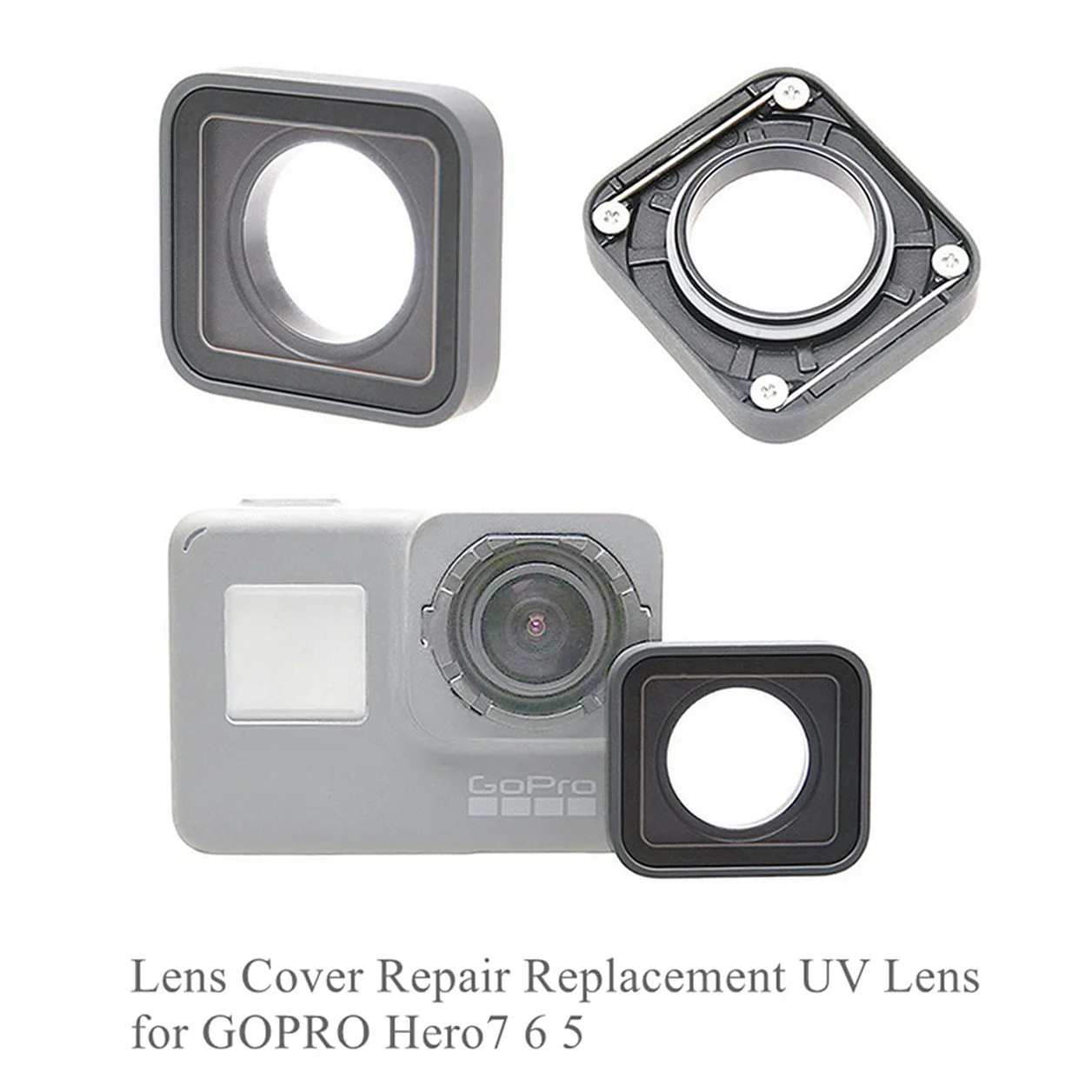 NMD&LR Couvercle D'objectif De Remplacement D'appareil Photo pour Gopro Hero 5 6 7, Pièces De Réparation D'objectif Anti-Rayures Accessoires D'appareil Photo Compatibles pour Gopro Hero 5/6/7 Black