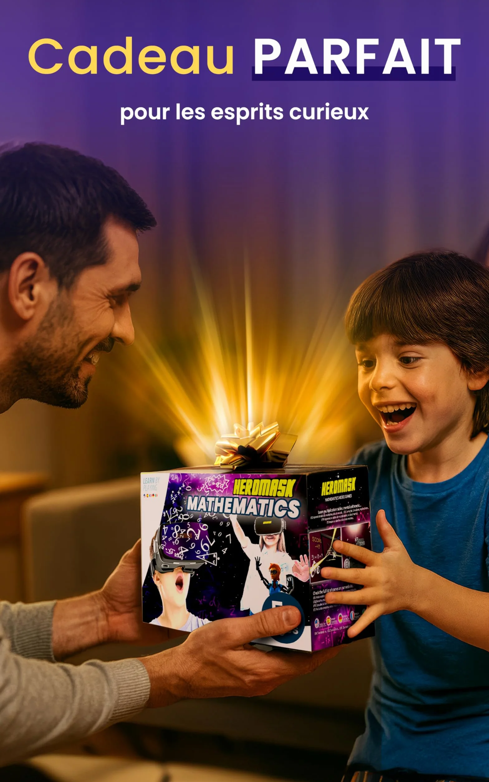 HeroMask Casque VR Réalité Virtuelle Enfant 5-12 Ans Jeux Maths Tables Multiplication Addition Calcul Mental