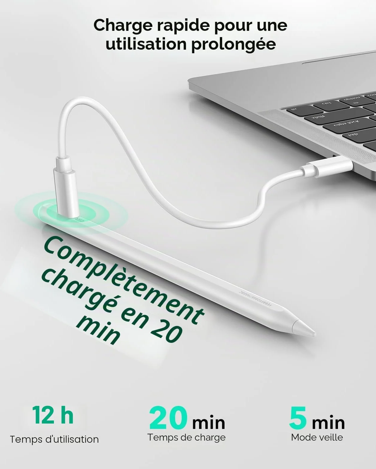 ESR Find My Stylet Digital Pencil Pro pour iPad 2018-2025, sensibilité à l'inclinaison, Blanc