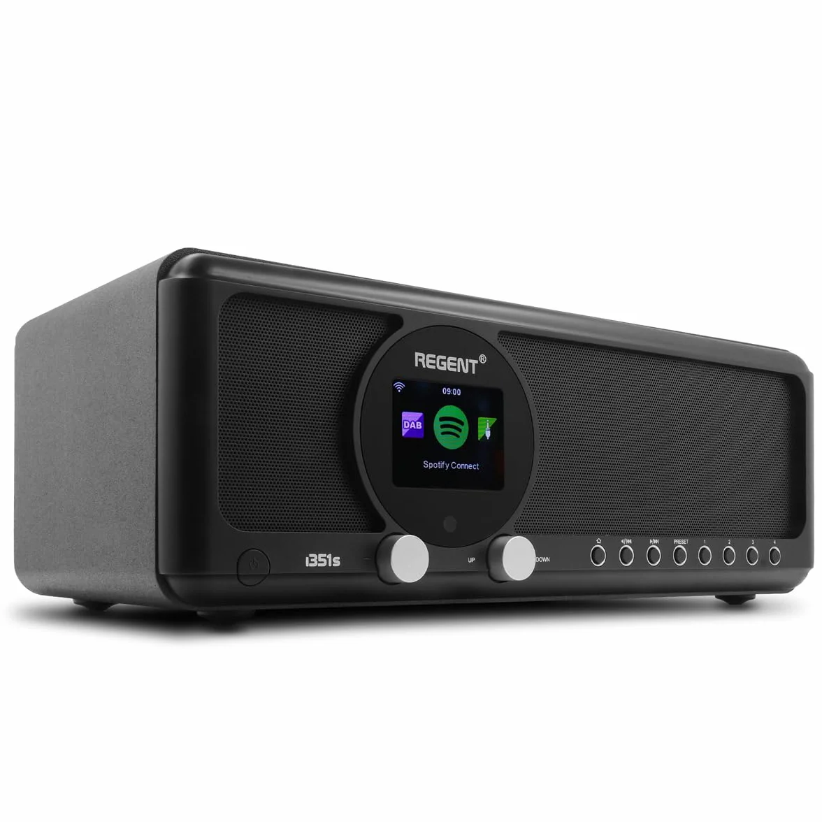 Ferguson – Radio Internet Dab+ Wi-FI – Regent i351s Spotify Connect/AUX/USB/Bluetooth – Poste Radio: Enceinte, Hi-FI, FM - Alarme Double, télécommande - Bluetooth Unique in/Out (Noir)