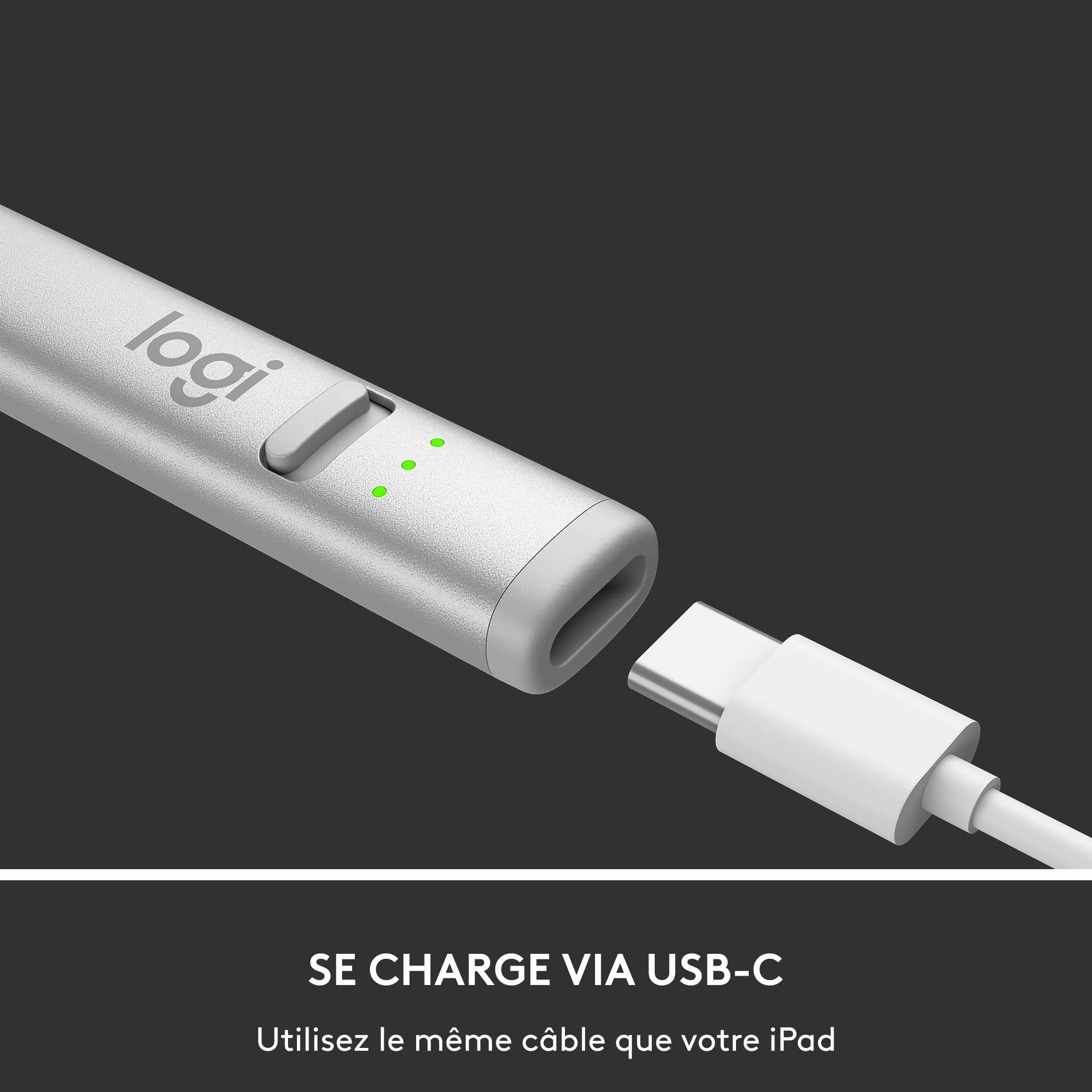 Logitech Crayon Stylet numérique pour iPad 2018 et ultérieures avec Technologie Apple Pencil - Argent/Orange