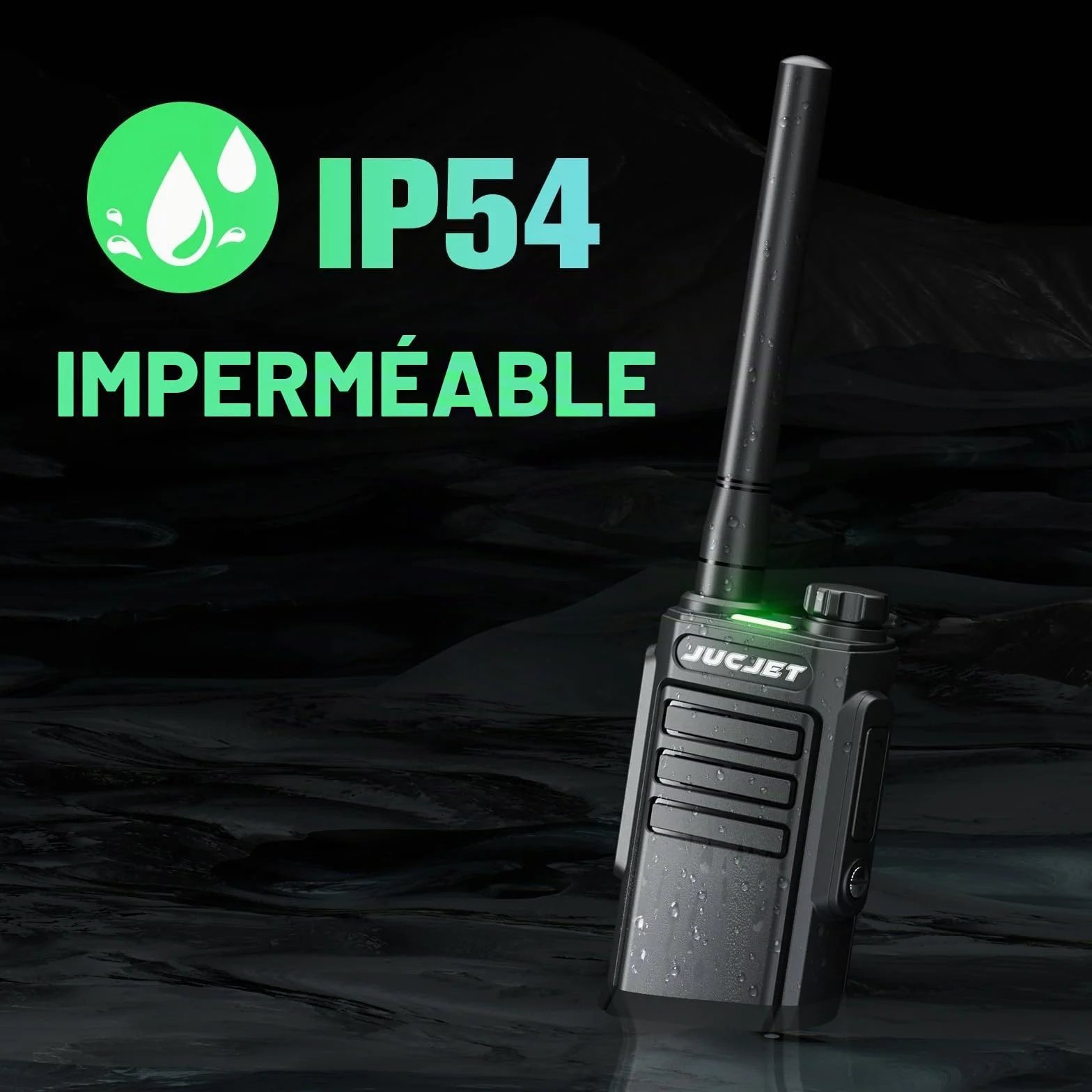 EP31 Talkie Walkie, PMR446 Radio Portable Rechargeable, 16 Canaux, Alarme Clignotante, IP54 Résistant à l'eauTalkie walkie. avec des écouteurs Originaux et Station de Charge USB (4 pièces)