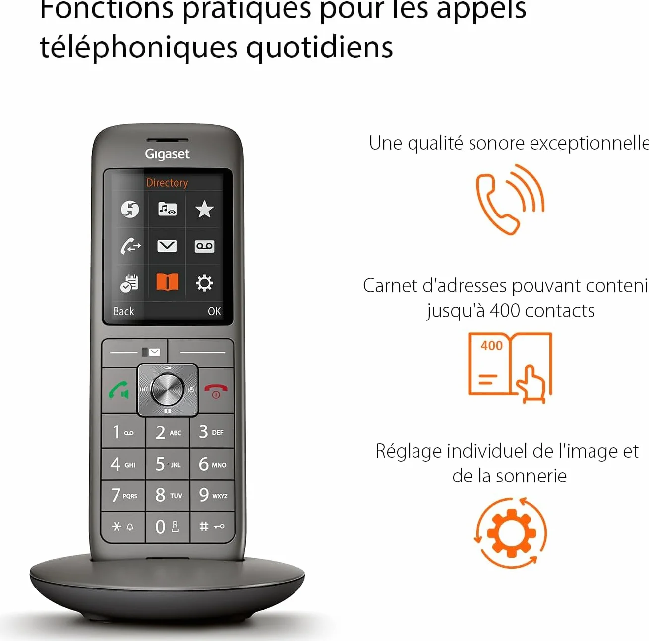 Gigaset CL660HX - Téléphone fixe sans fil - combiné supplémentaire - Gris Anthracite