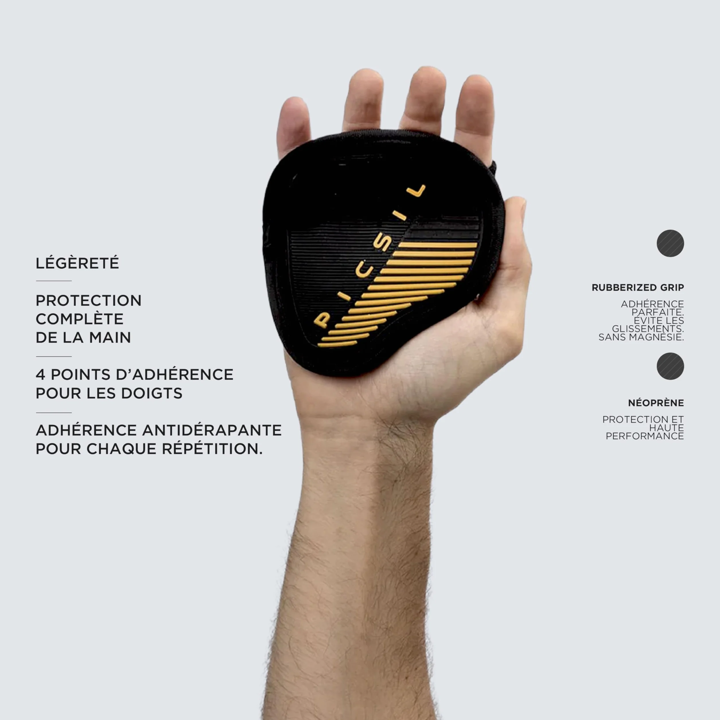 PICSIL Maniques en Néoprène pour Barre de Musculation – Grip Pads pour Tractions & Haltérophilie