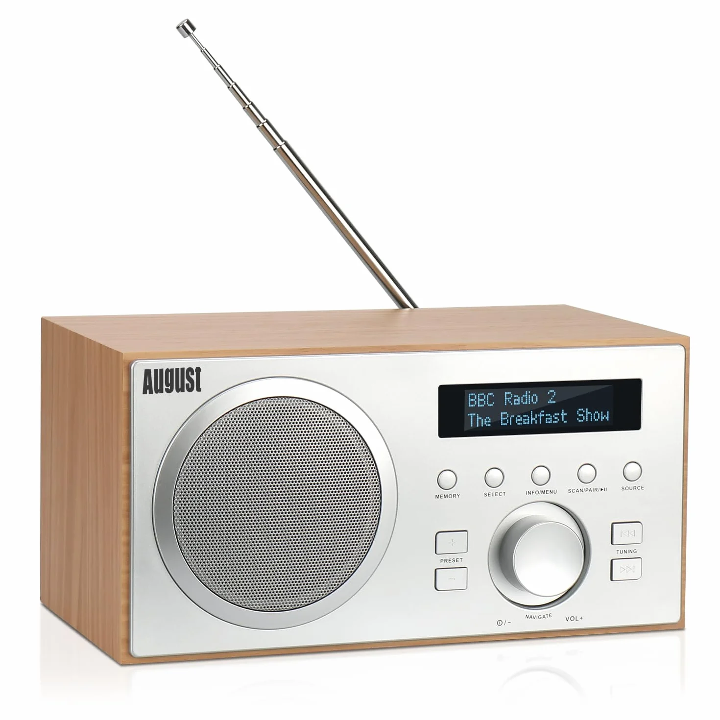 August MB420 Radio Dab Bluetooth, Radio Dab+/FM Numérique avec Double Réveil, 60 Présélections, Haut-Parleur HiFi 5W, Minuterie Sommeil, Snooze, USB & Entrée/Sortie AUX, Secteur pour Cuisine & Maison