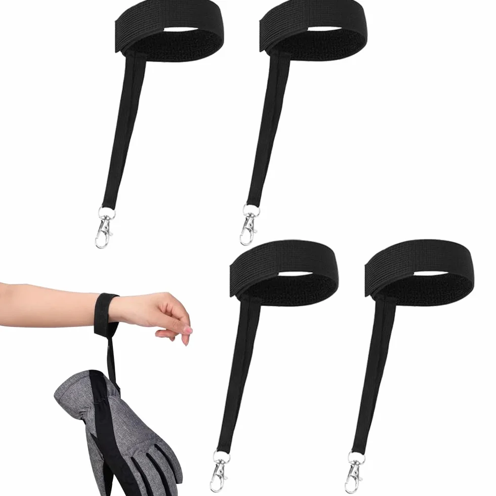 Sangles de Poignet pour Gants de Ski Sangle de Sécurité Réglable Anti-Perte 4 Pièces