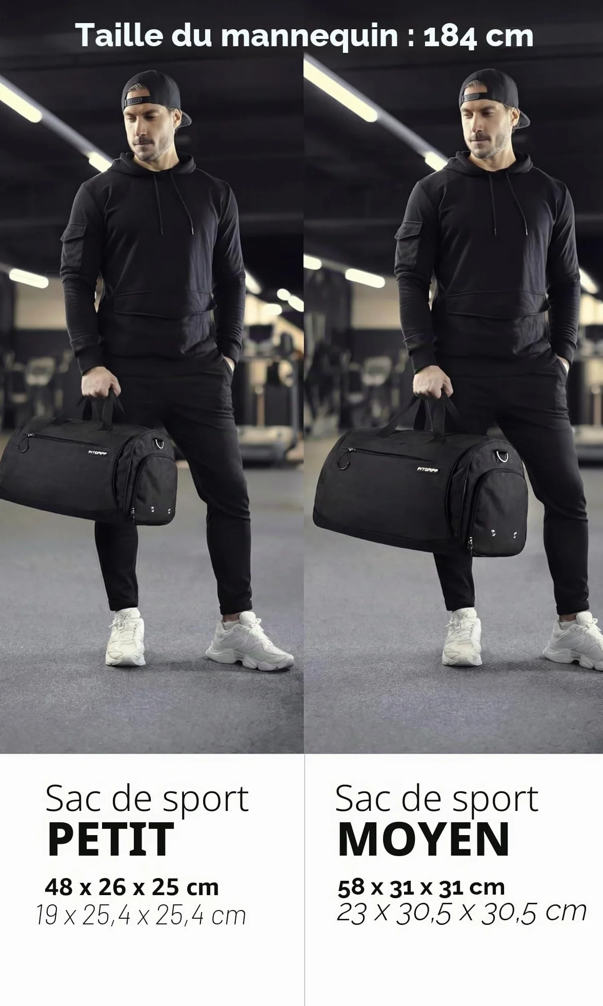 Fitgriff® Sac de Sport Homme Femme V1 - Sac de Voyage Compartiments Chaussures Humide Duffel Bag