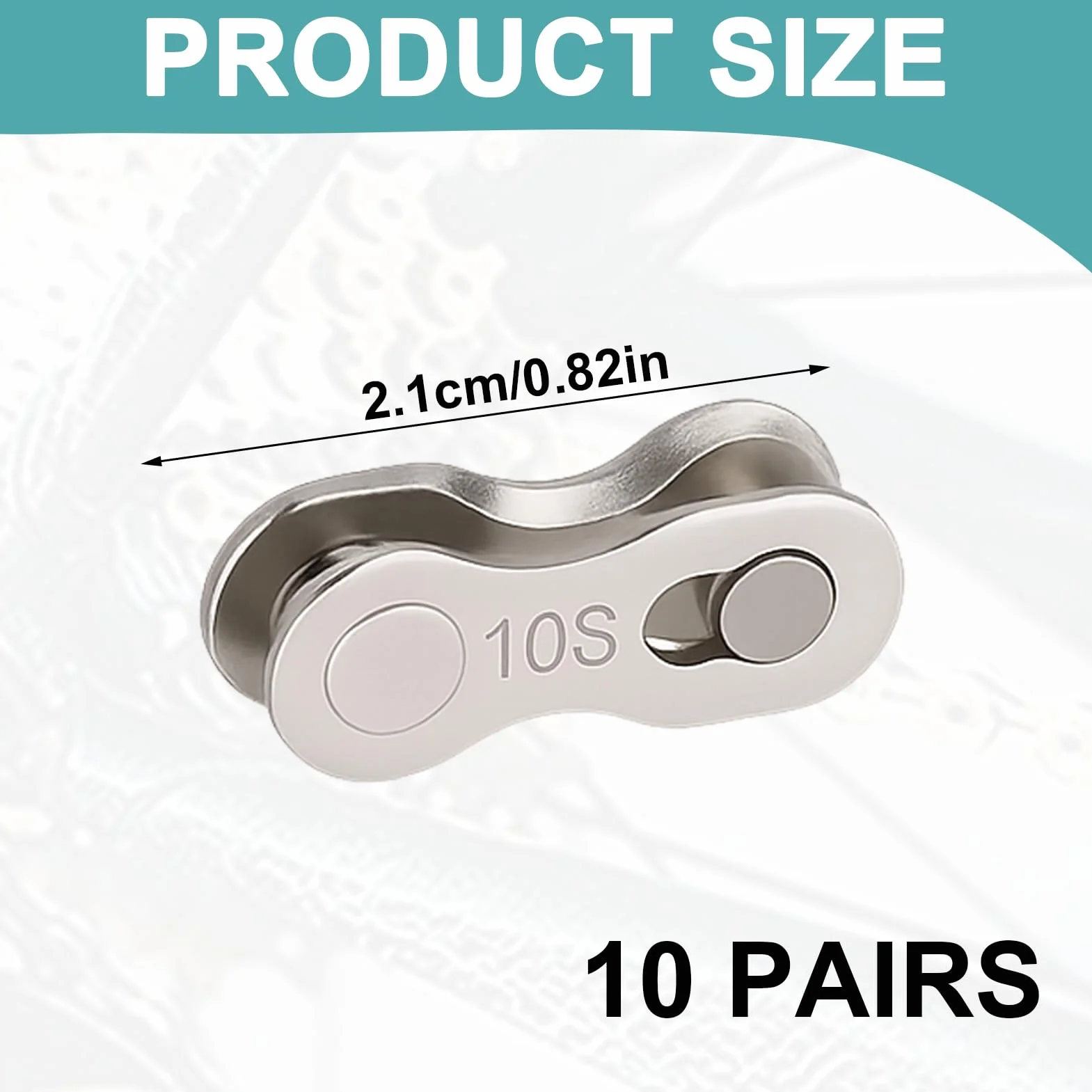 Menibeuty Lot de 10 Paires Maillon Rapide 10 Vitesses pour Chaîne de Vélo, Acier Robuste pour VTT et Vélo de Route, Argent