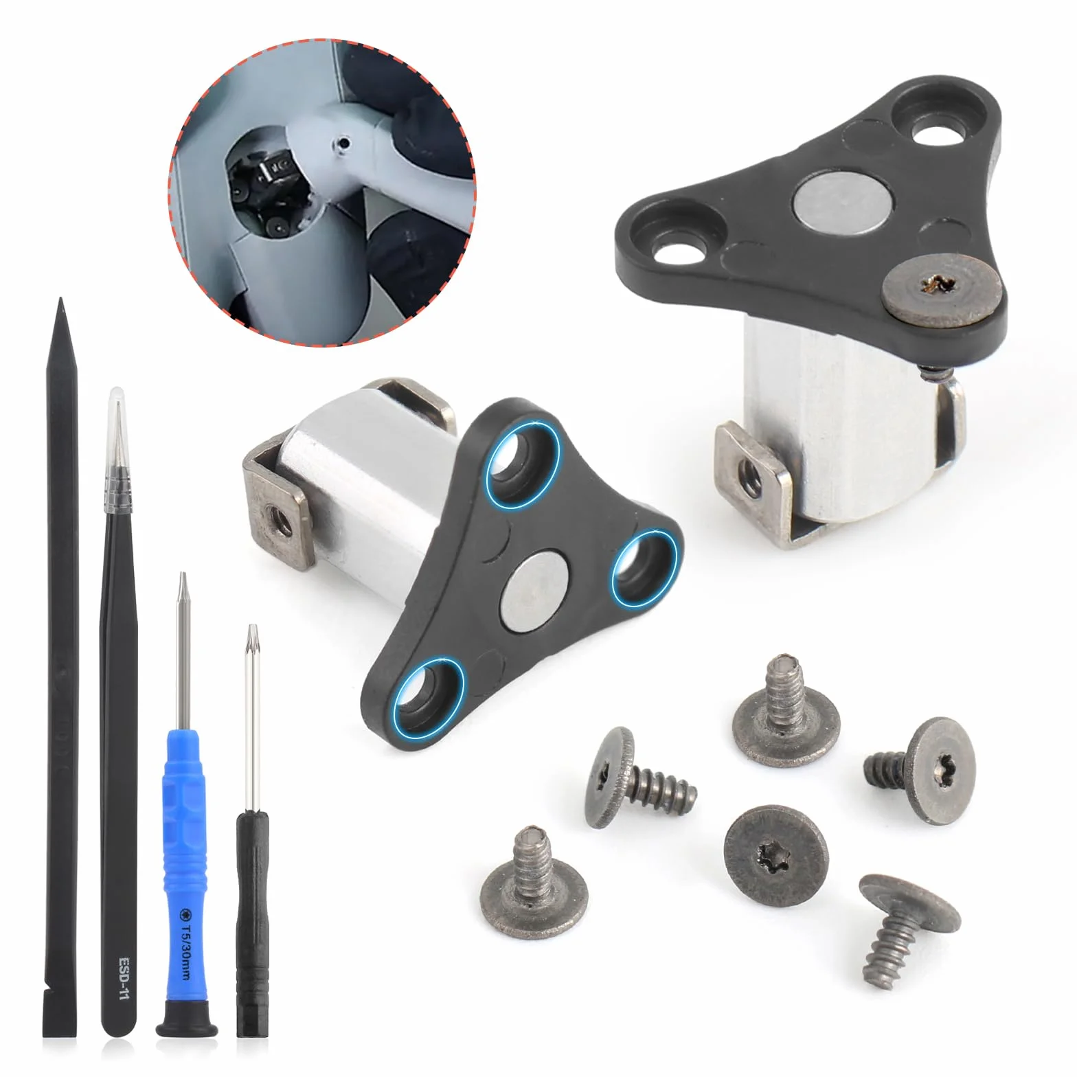 2* Pivot de Bras Avant pour DJI Mini 3/Mini 3 Pro Bras de Drone pour DJI Mini 3/Mini 3 Pro Axe de Bras Avant (6* vis Axe de Bras Avant,1* Outils 4 en 1)