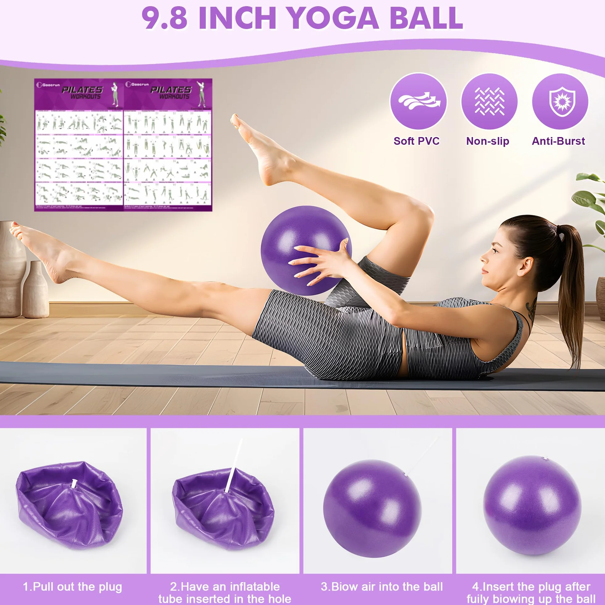 Goocrun Pilates Ring Set Exercise Equipment Resistance Bands