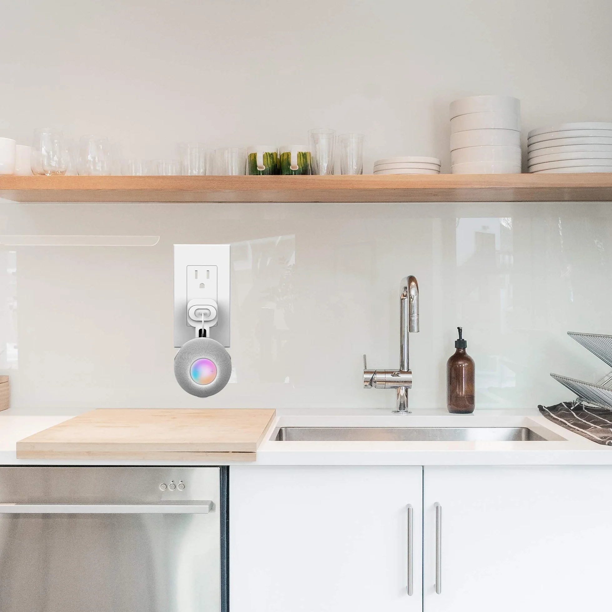 Support Mural pour Homepod Mini - Support Mural Robuste pour Haut-Parleur Homepod Mini - Peu encombrant, Excellente Gestion des câbles sans enchevêtrement (Blanc)